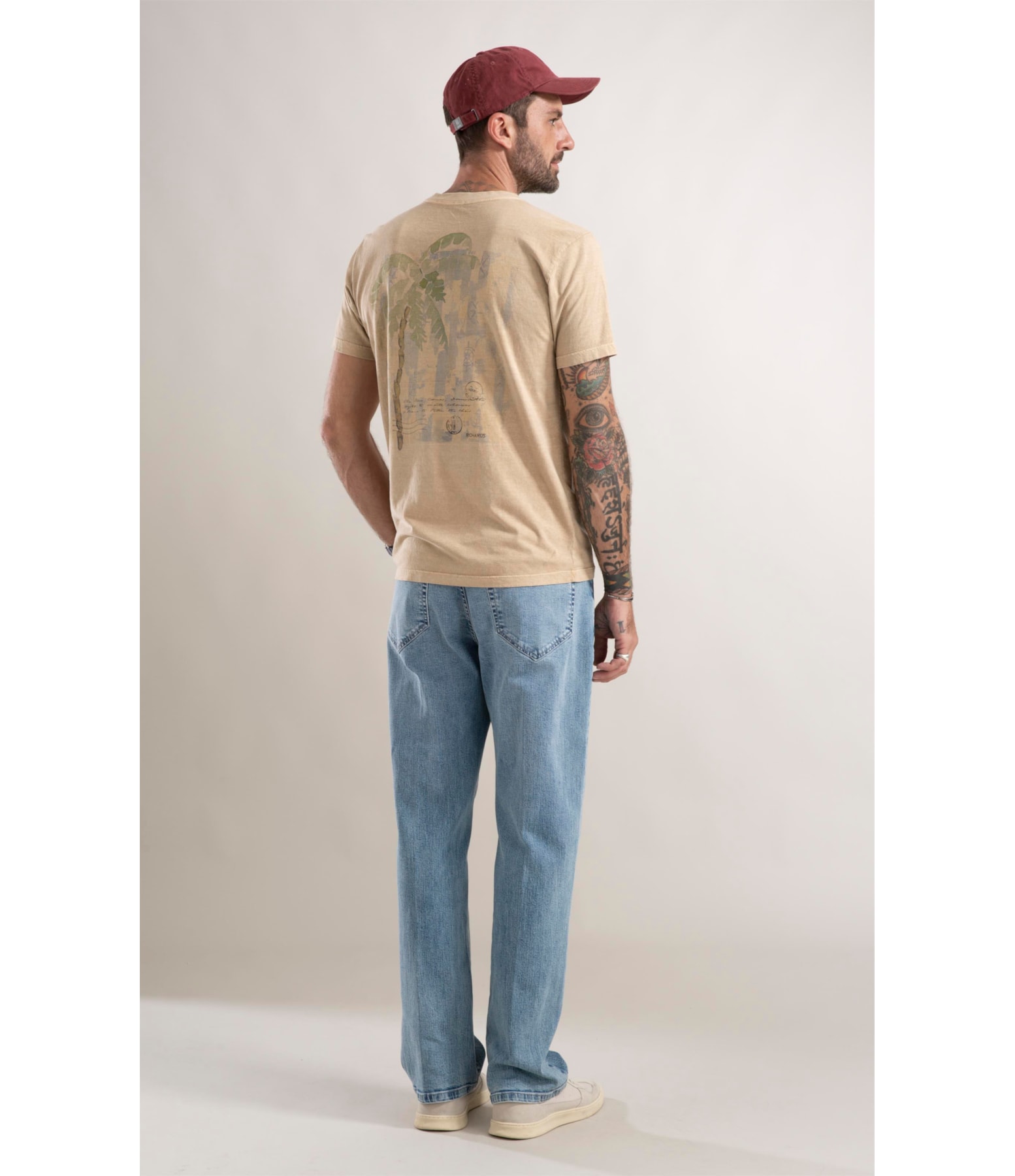 T-Shirt Washed Scrap Map Caqui