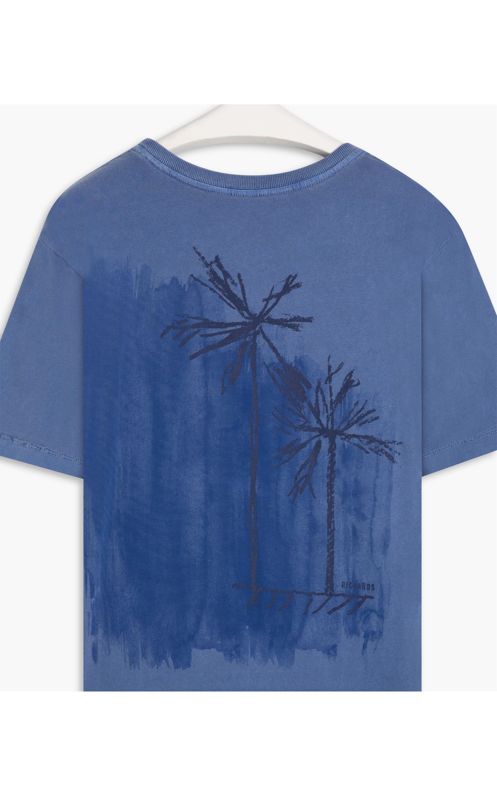 T-Shirt Washed Sketch Palm Costas Mc Azul Bic