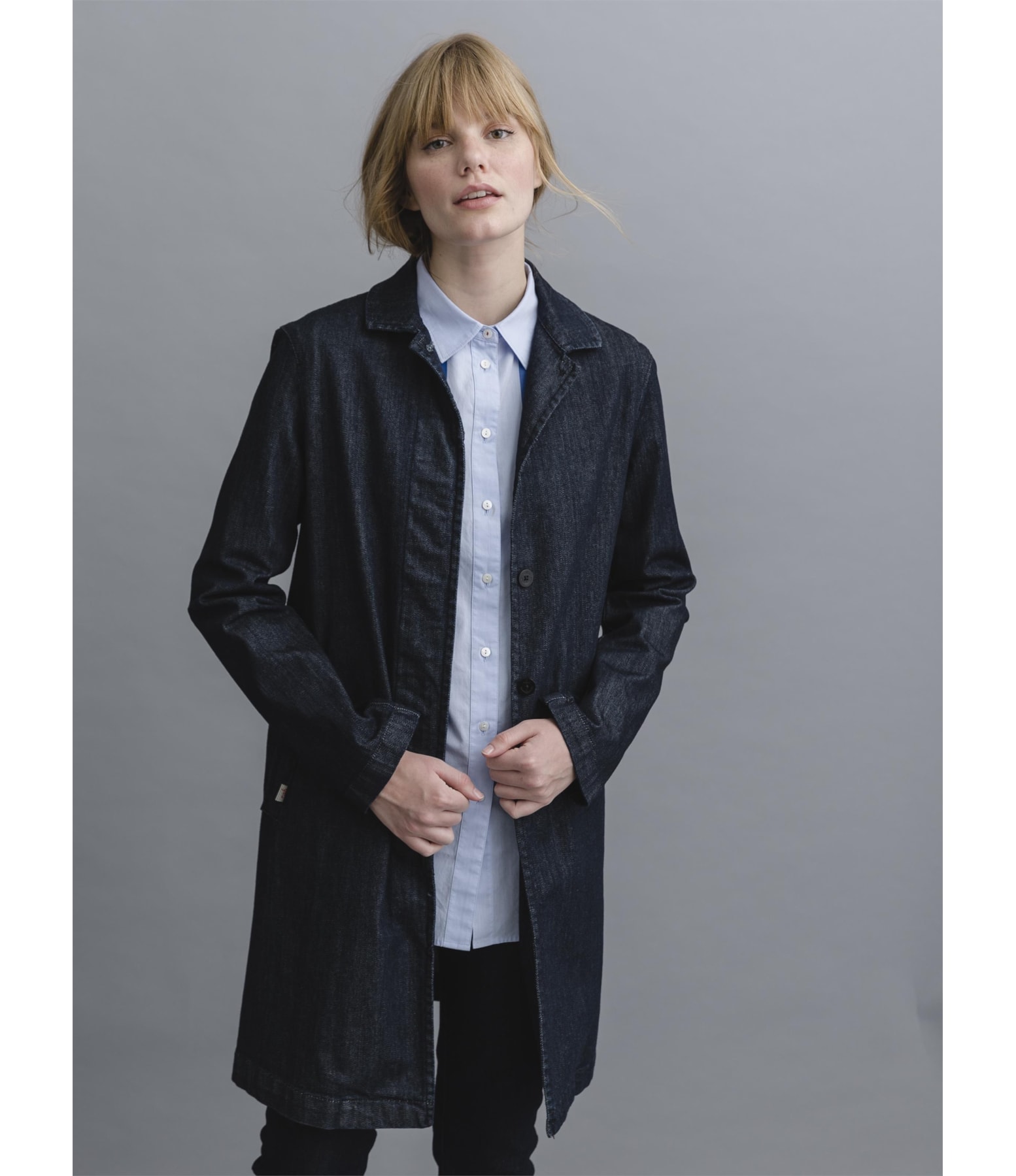 Trench Coat Denin Índigo Escuro
