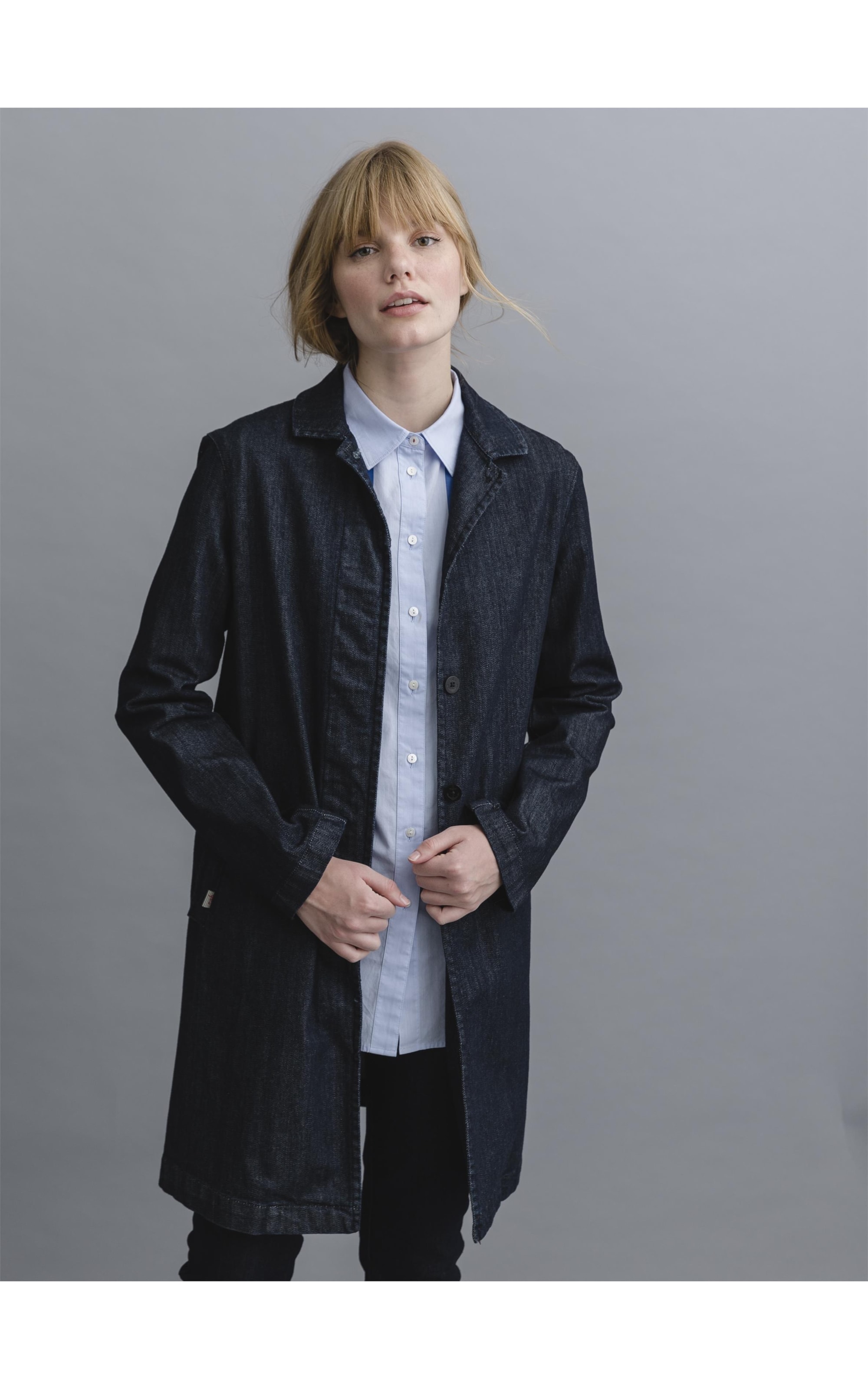 Trench Coat Denin Índigo Escuro