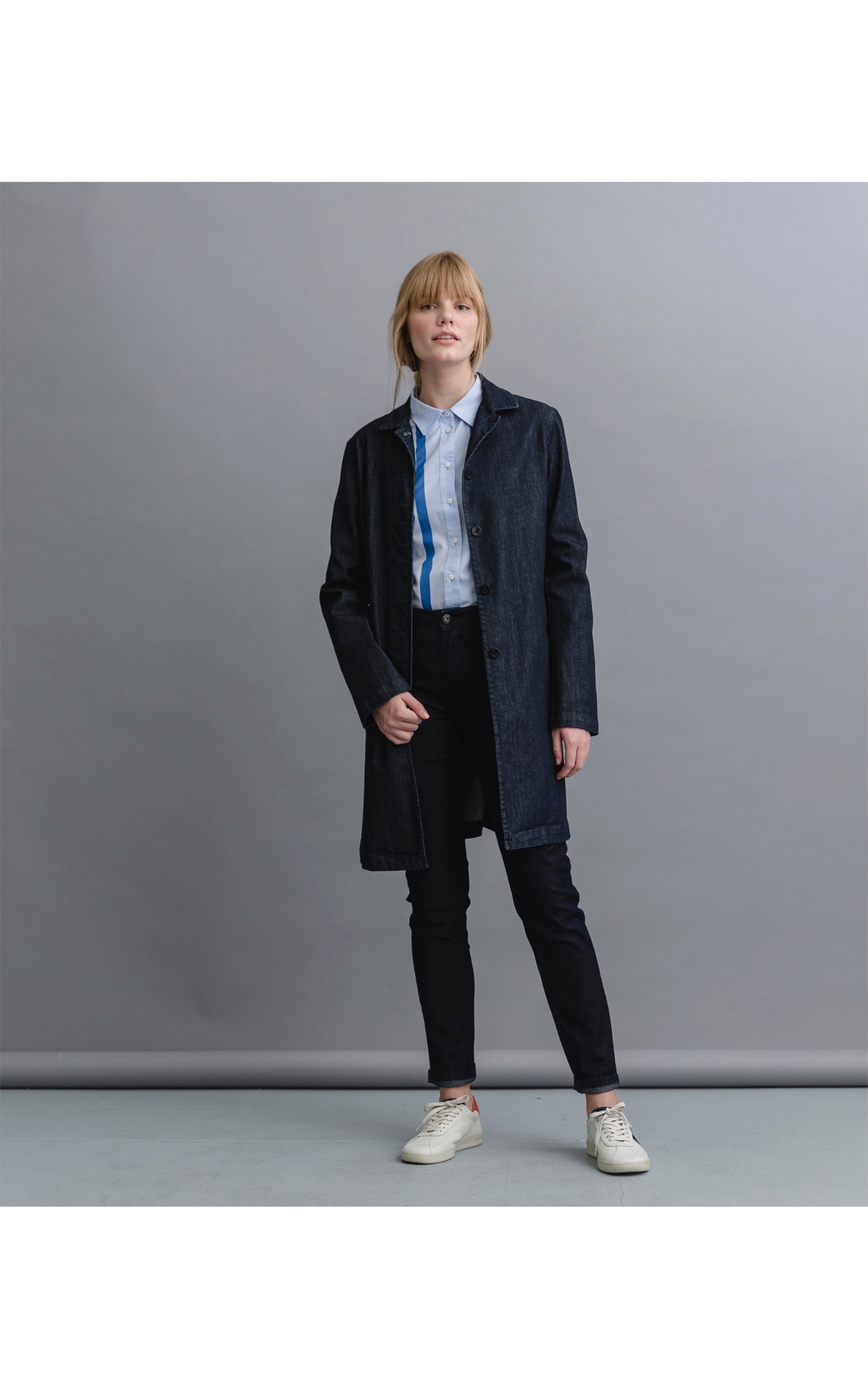 Trench Coat Denin Índigo Escuro