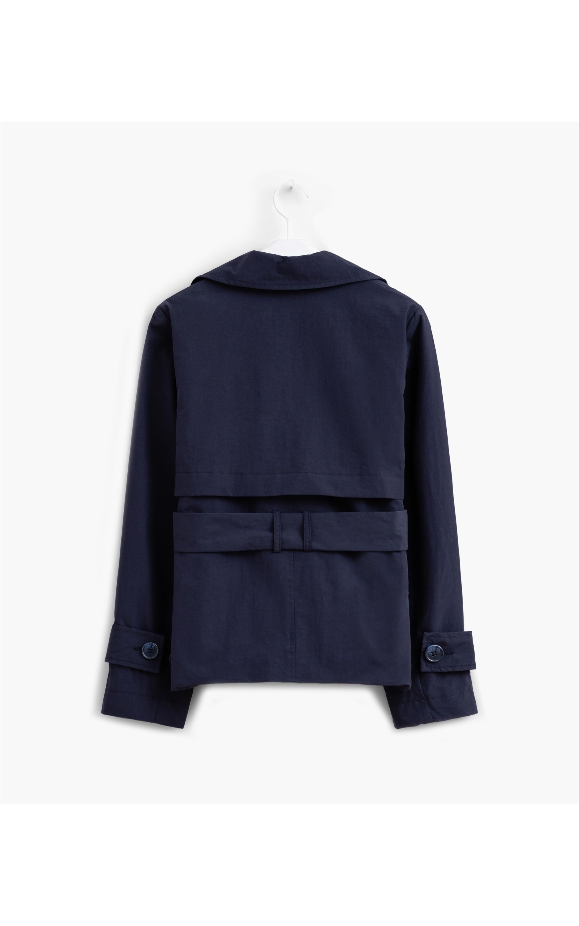 Trench Coat Milan Croped Azul Marinho