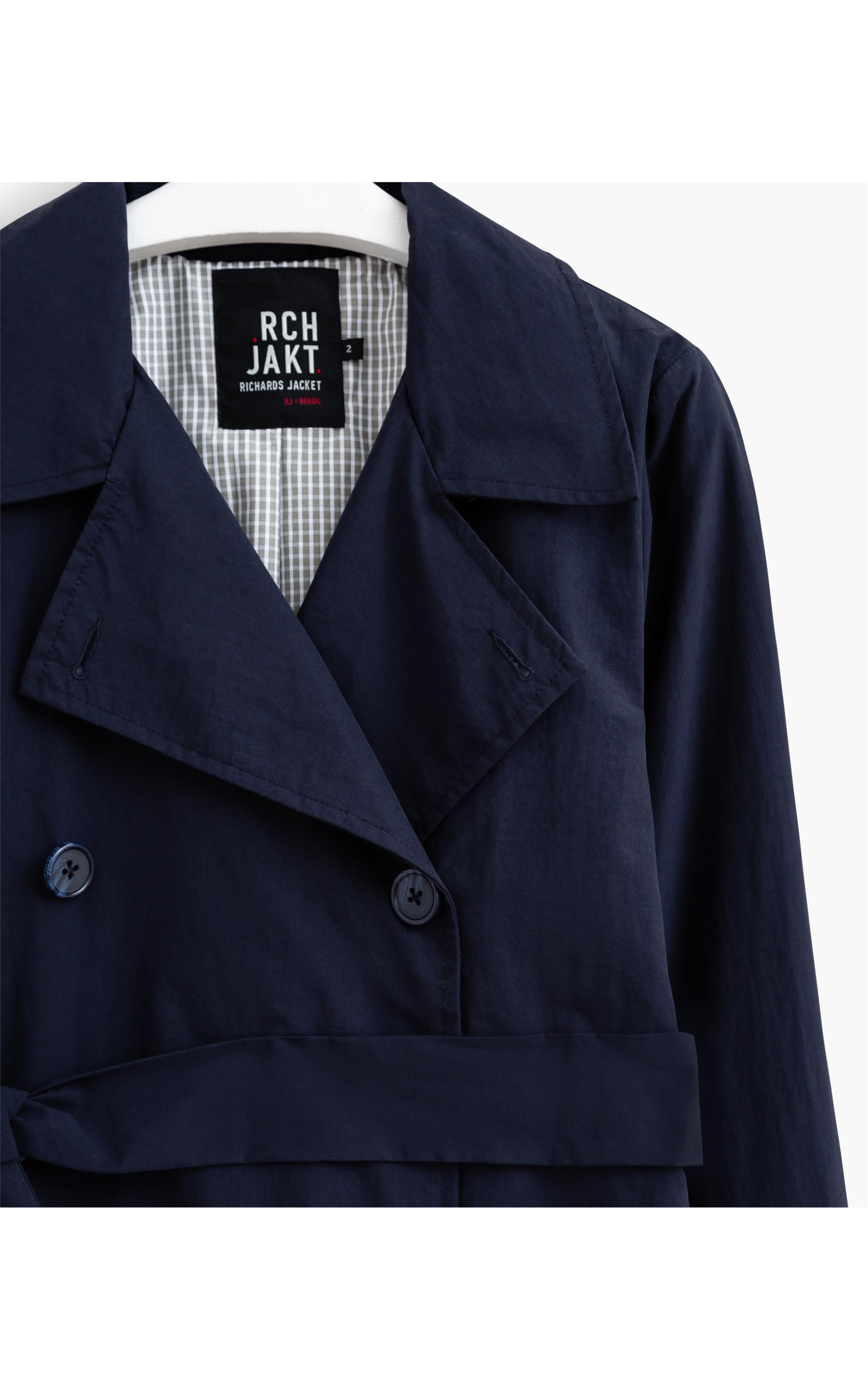 Trench Coat Milan Croped Azul Marinho