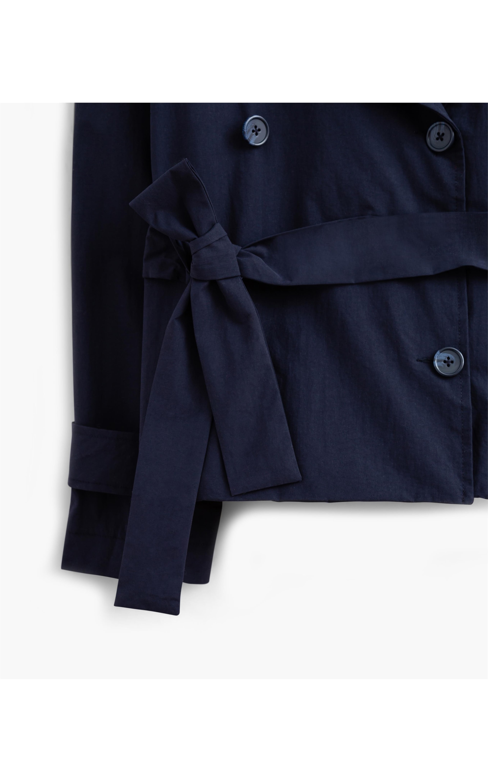 Trench Coat Milan Croped Azul Marinho