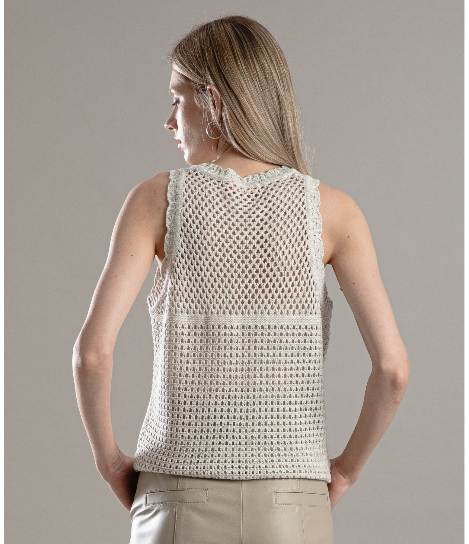 Tricot Aimee Jacquard Hibiscos Natural