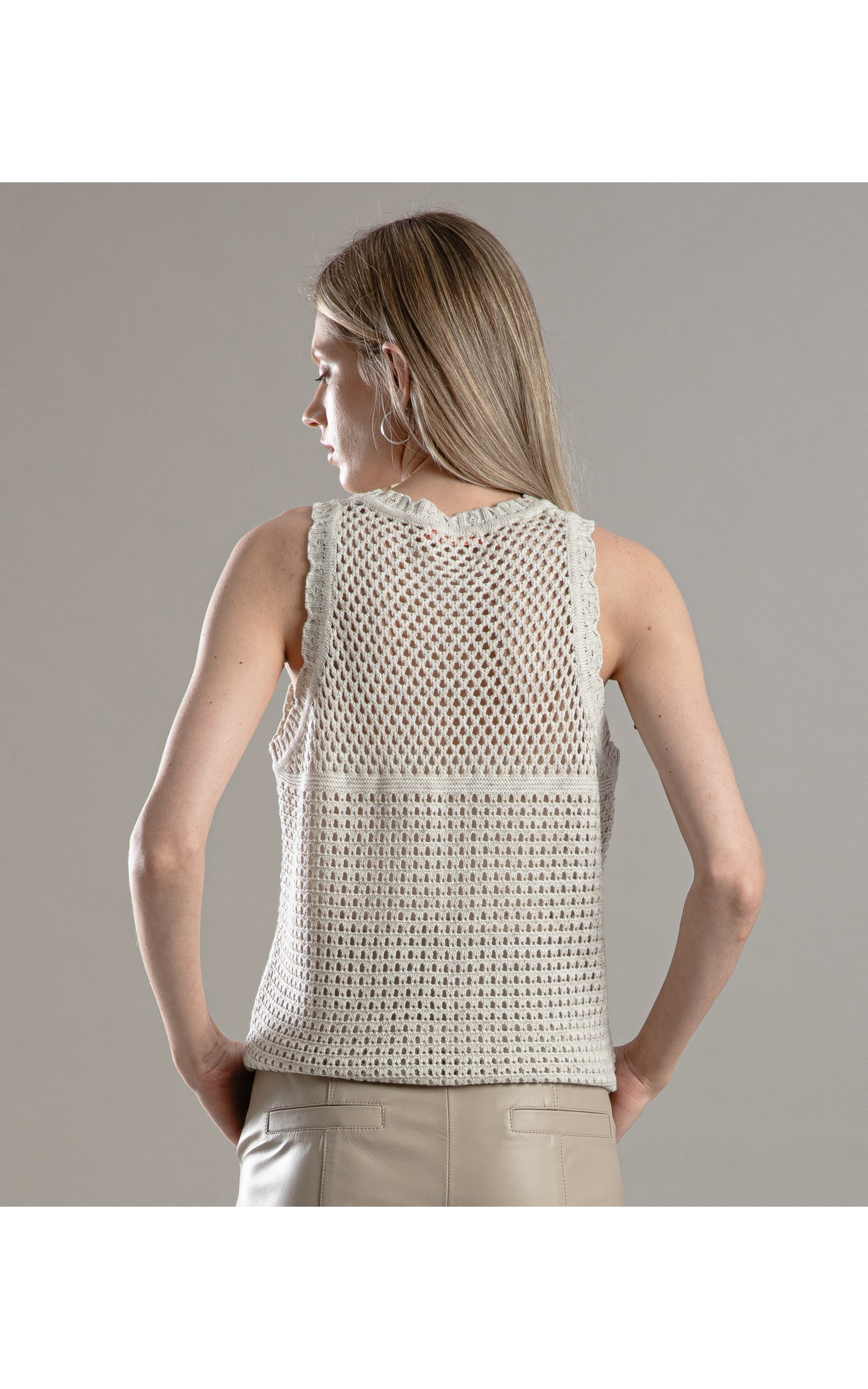 Tricot Aimee Jacquard Hibiscos Natural