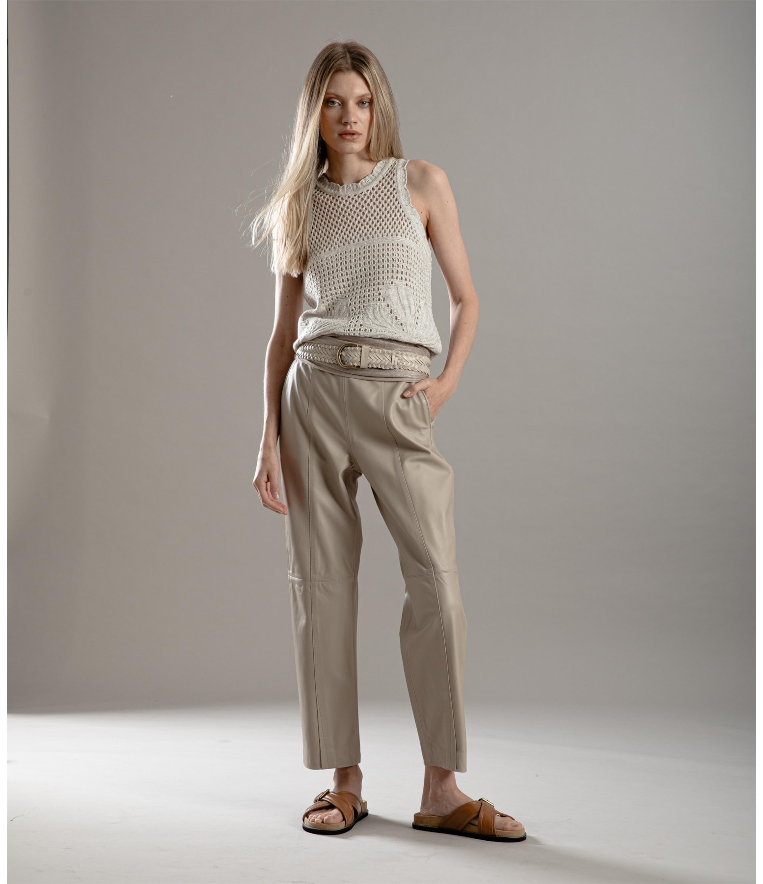 Tricot Aimee Jacquard Hibiscos Natural