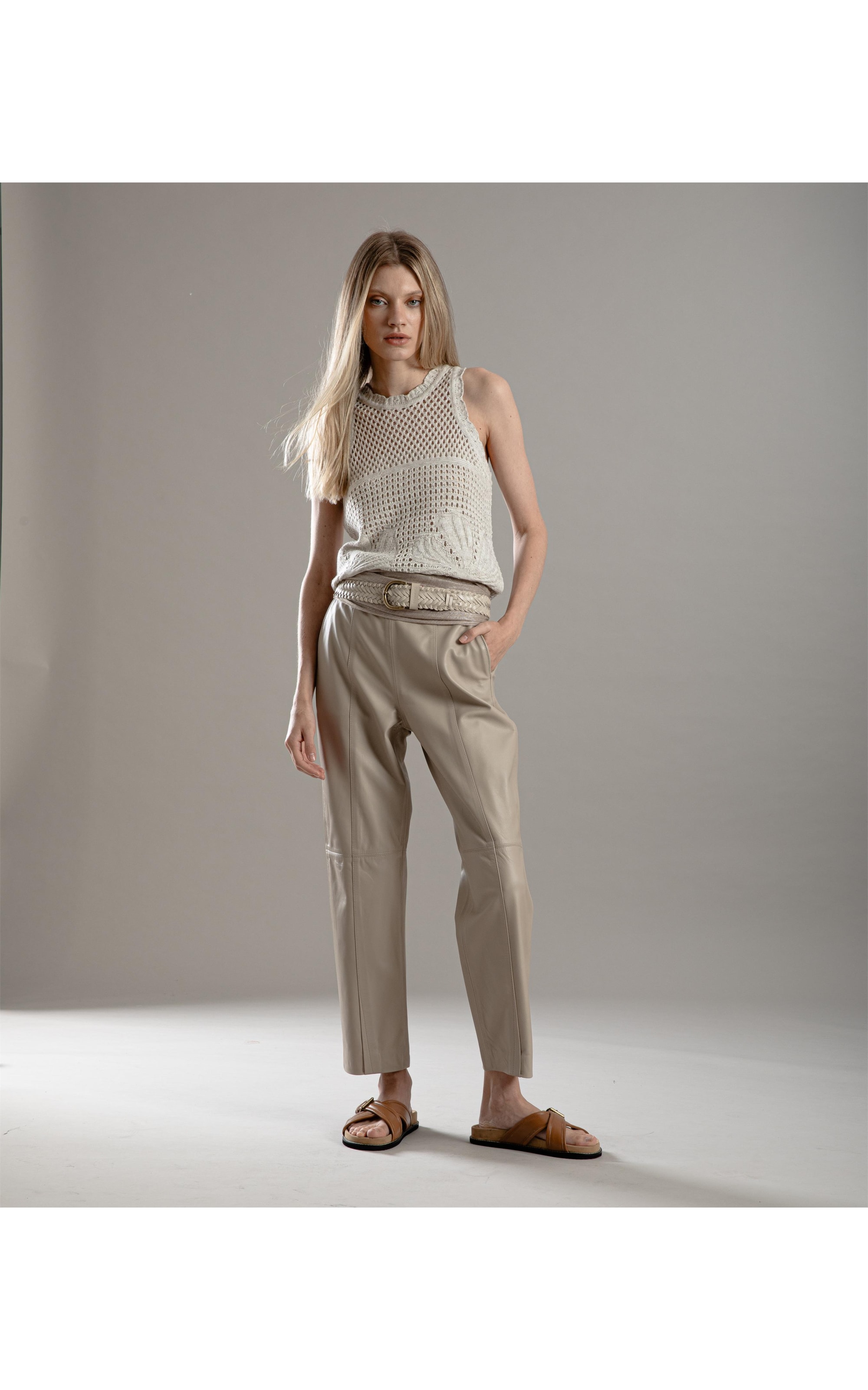 Tricot Aimee Jacquard Hibiscos Natural