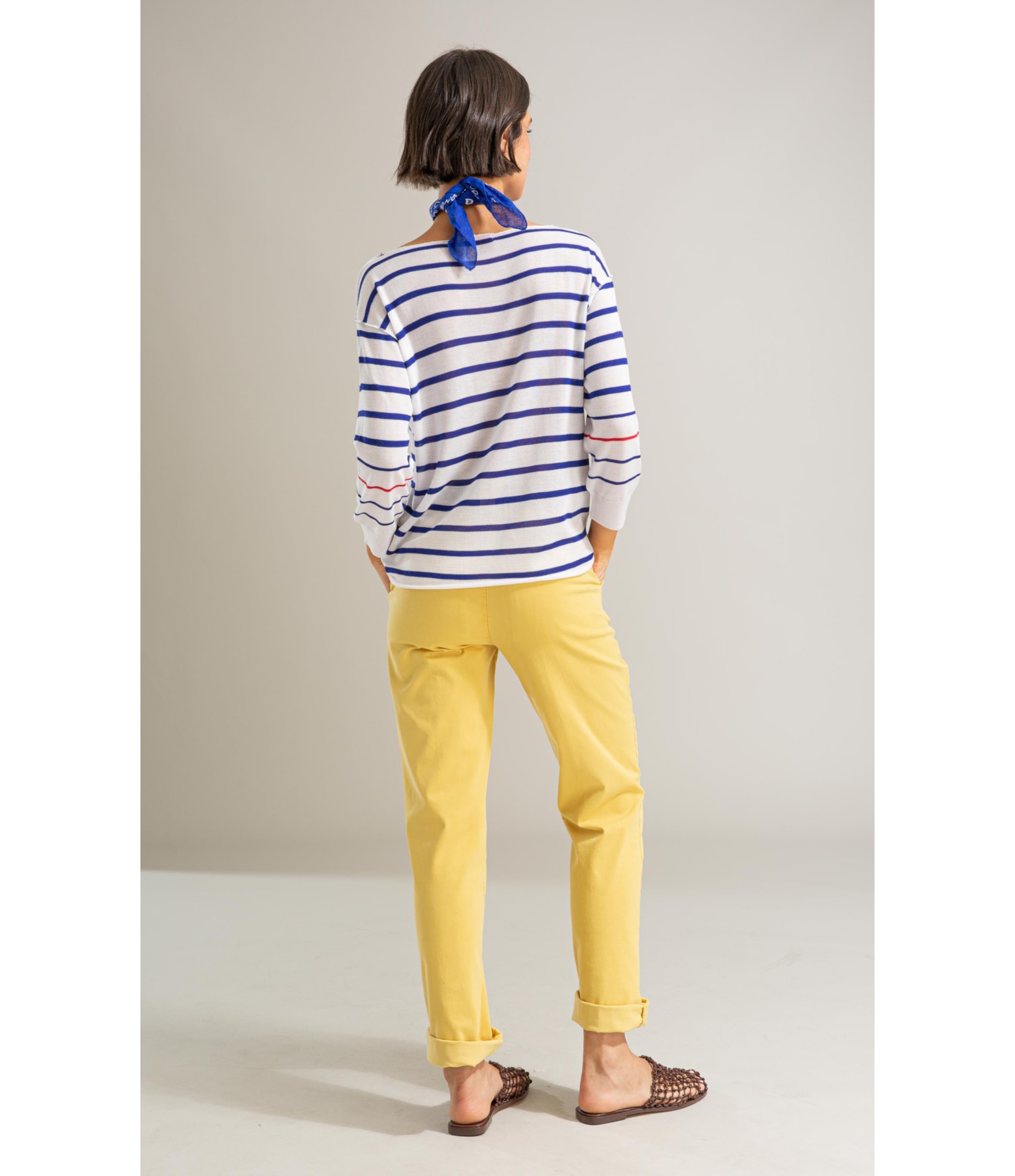 Tricot Aria Unfinished Listrado Bicolor Branco