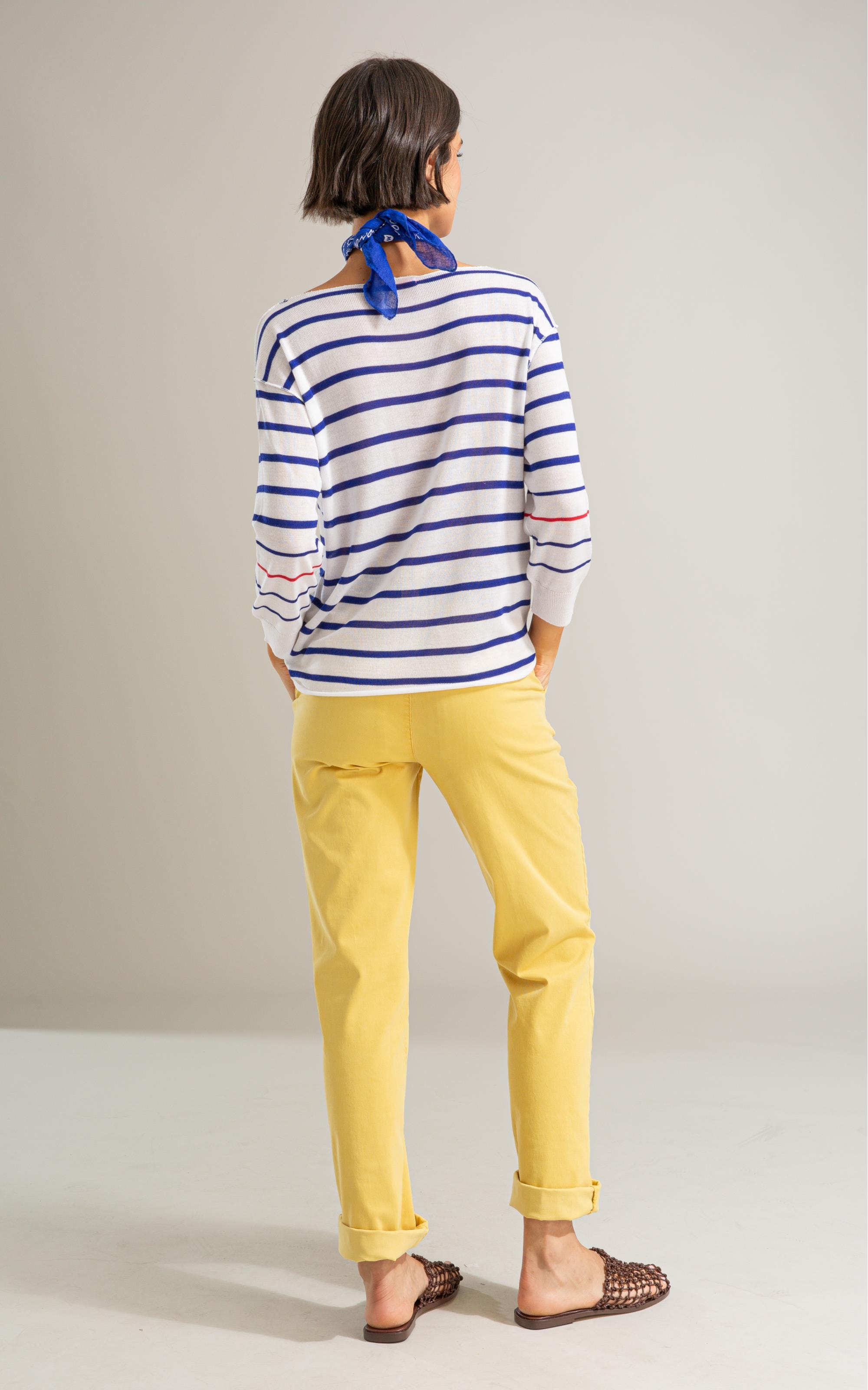 Tricot Aria Unfinished Listrado Bicolor Branco