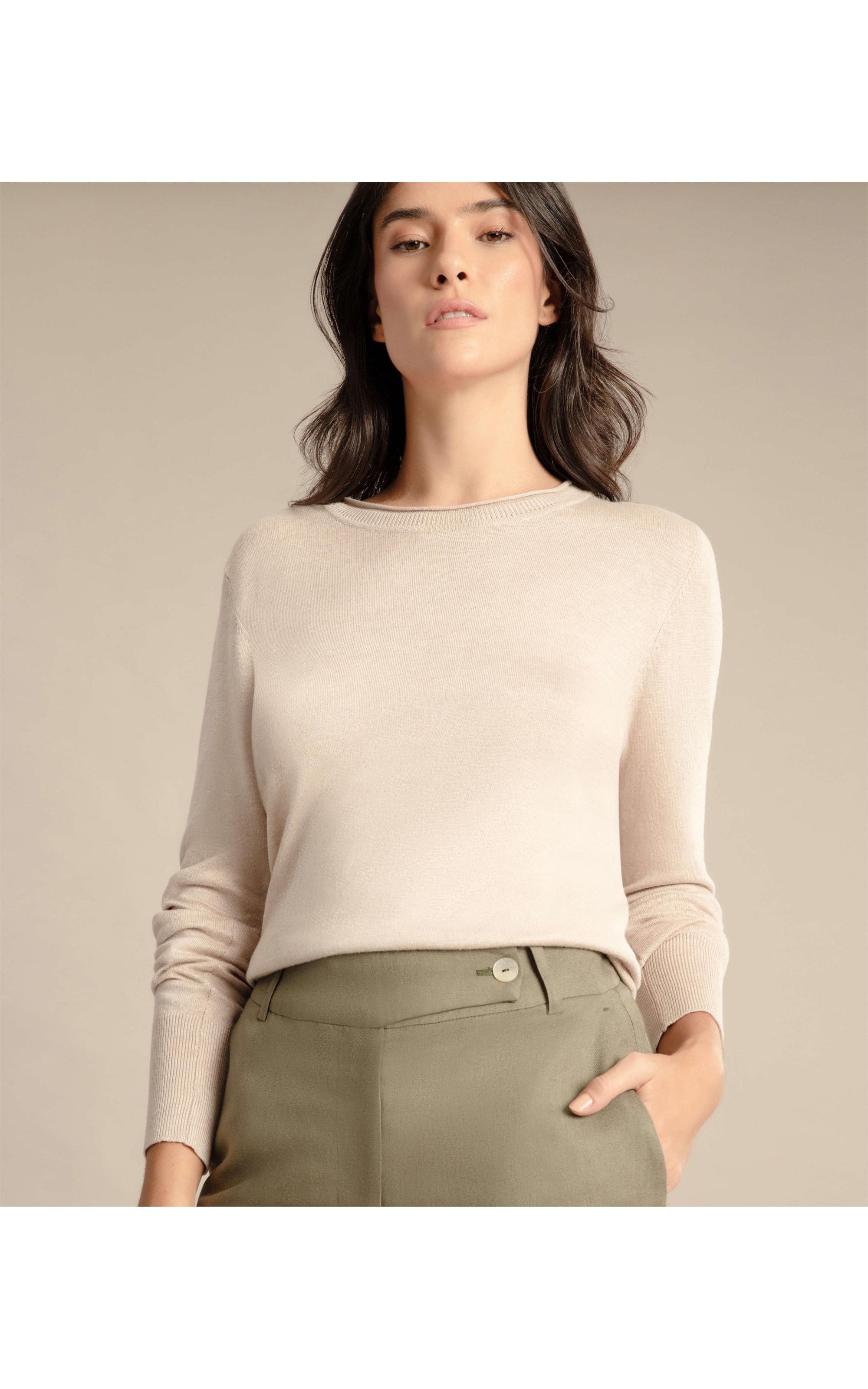 Tricot Basic Sweater Rch Fem Areia