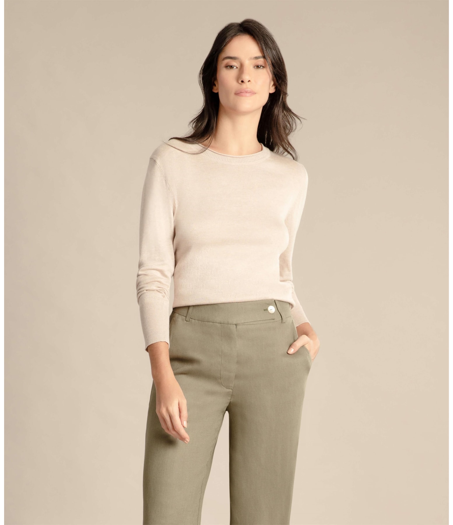 Tricot Basic Sweater Rch Fem Areia