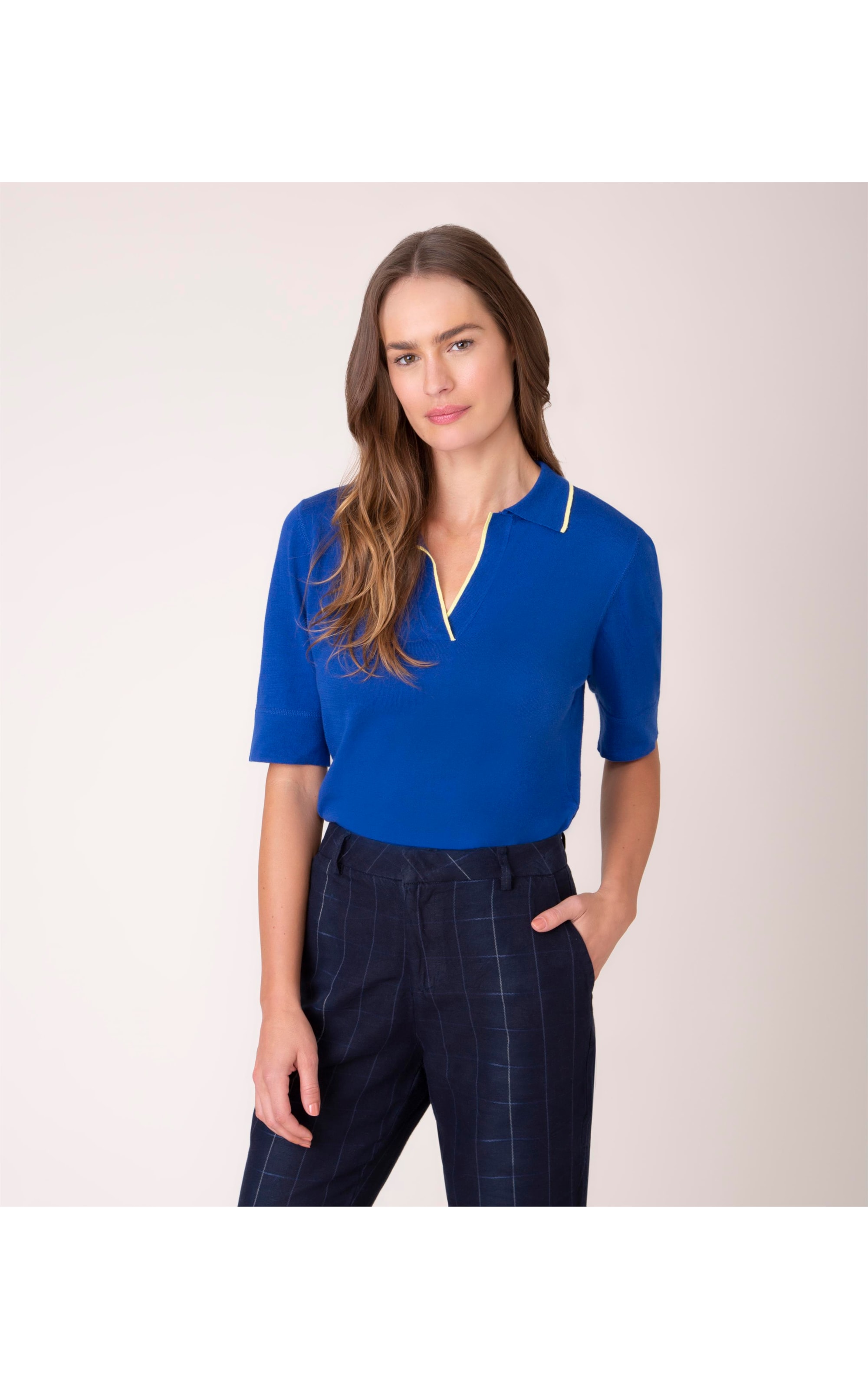 Tricot Blusa Polo Dina Azul