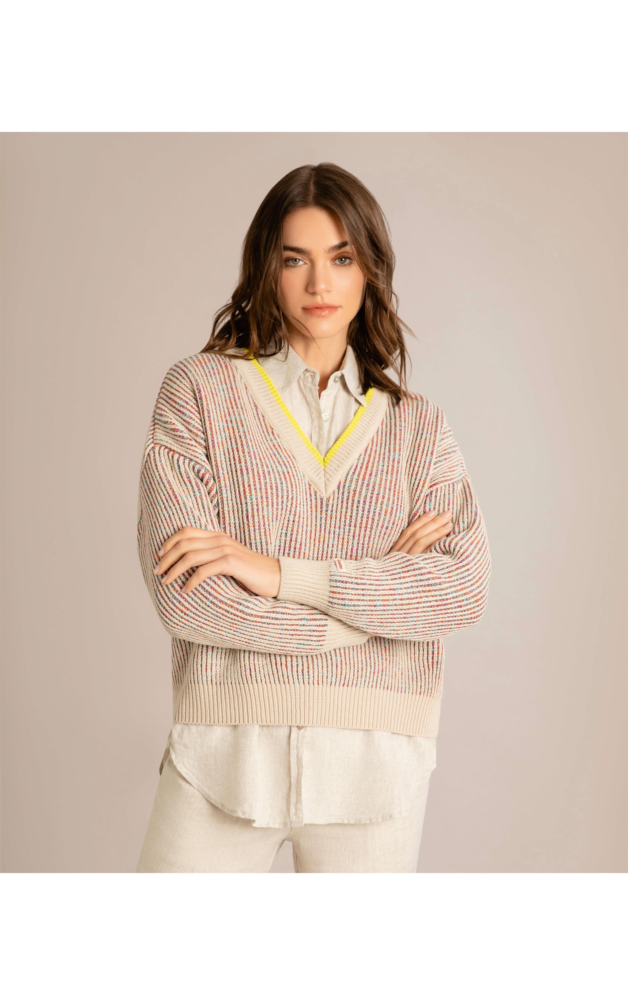 Tricot Calles Listrado Areia