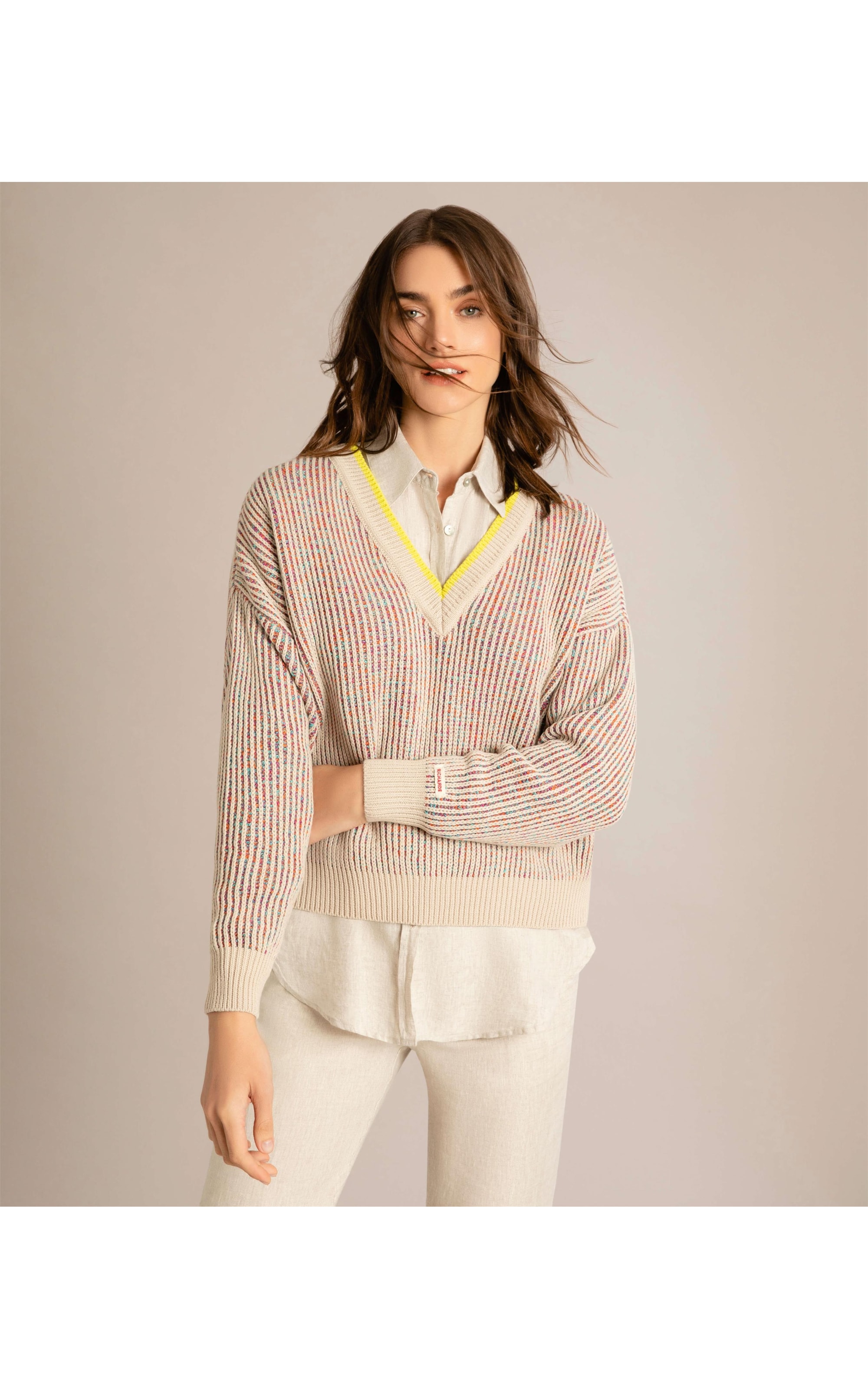 Tricot Calles Listrado Areia