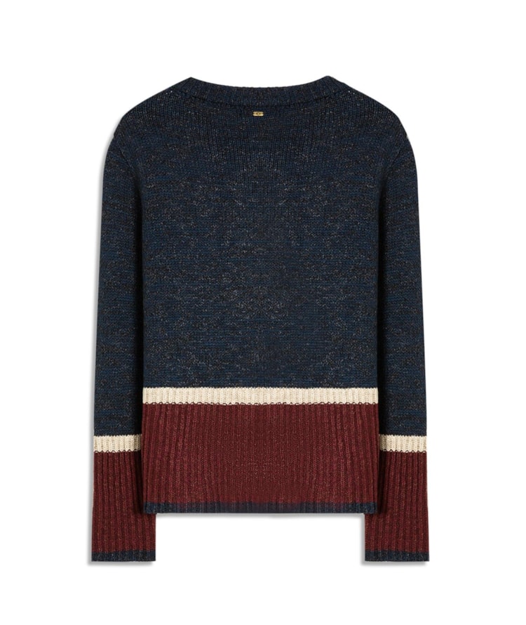 Tricot Cardigan Aura Tricolor Marinho