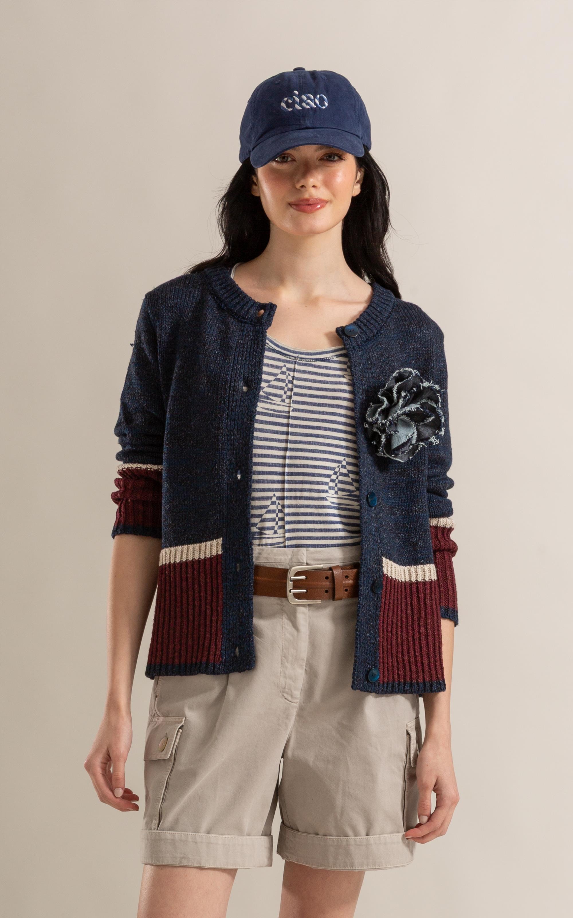Tricot Cardigan Aura Tricolor Marinho