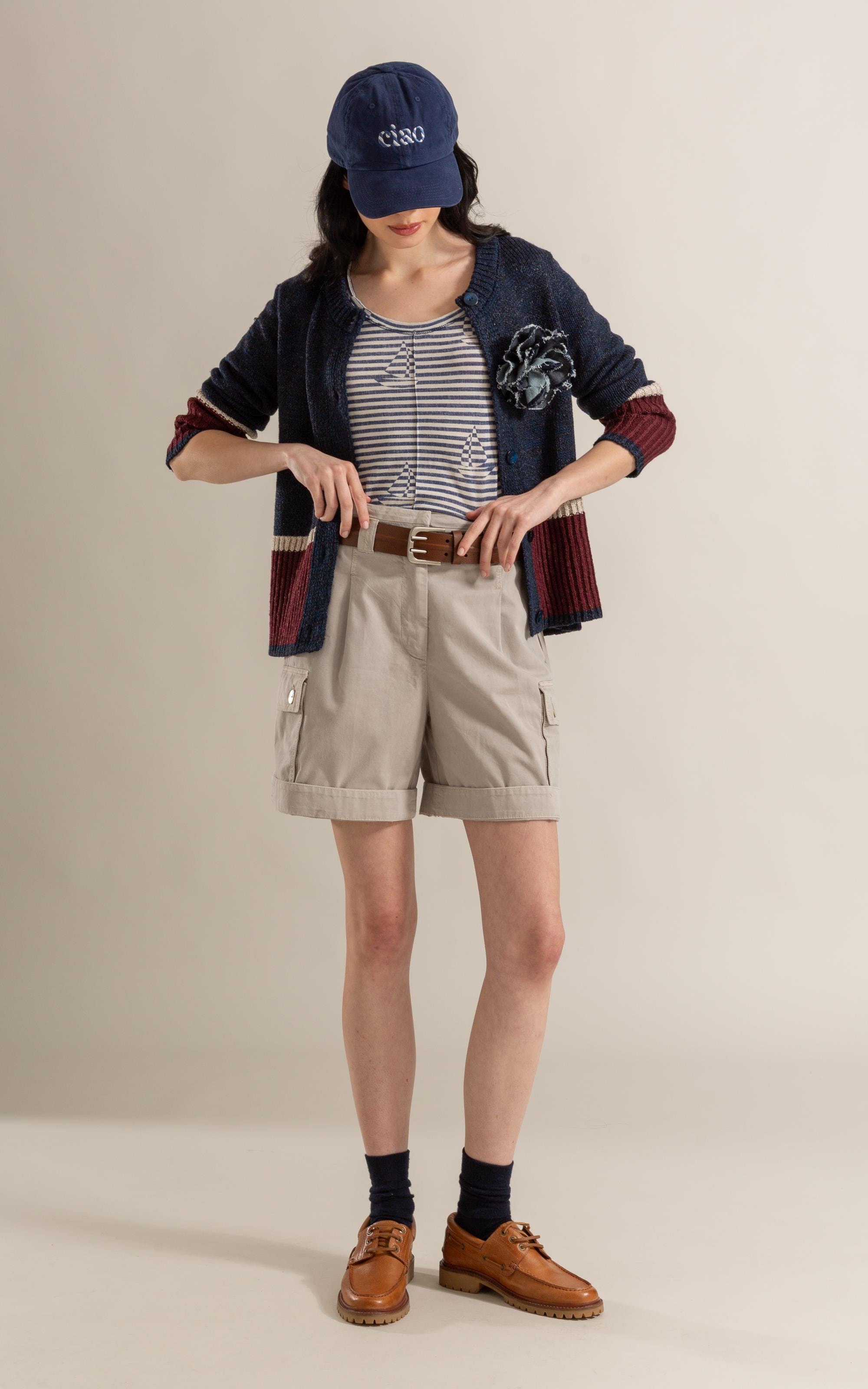 Tricot Cardigan Aura Tricolor Marinho