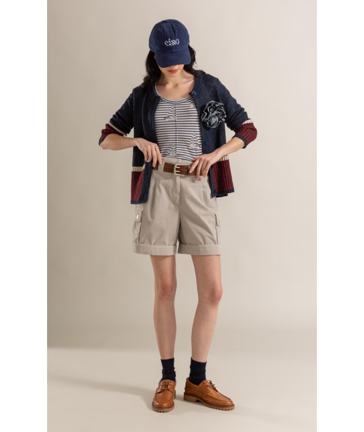 Tricot Cardigan Aura Tricolor Marinho