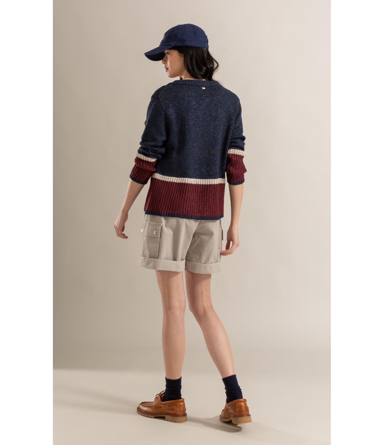 Tricot Cardigan Aura Tricolor Marinho