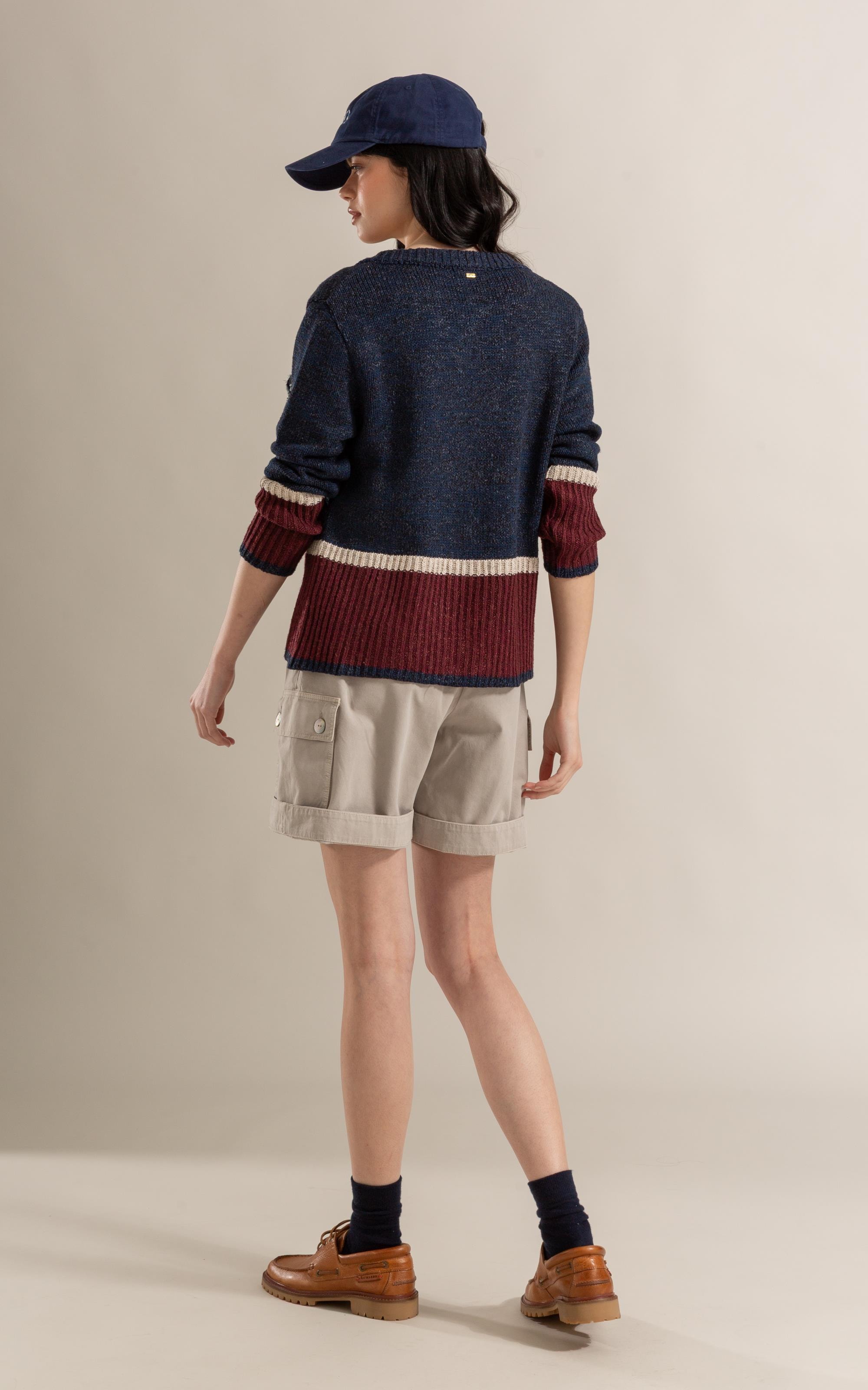 Tricot Cardigan Aura Tricolor Marinho