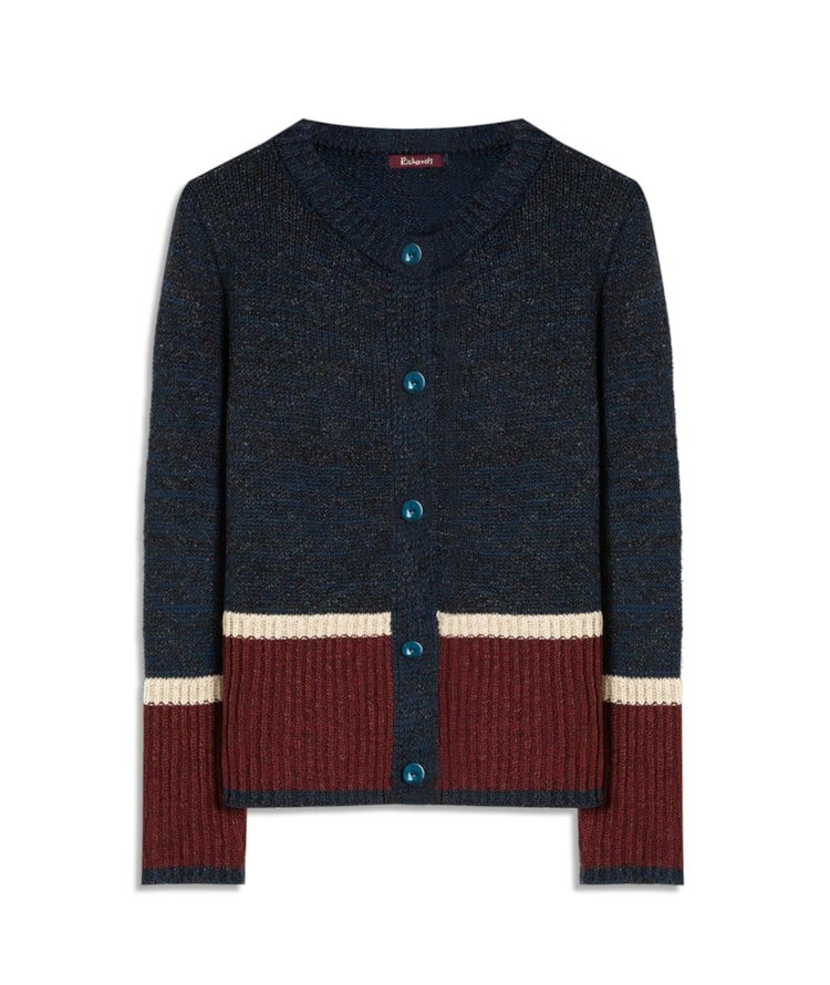 Tricot Cardigan Aura Tricolor Marinho