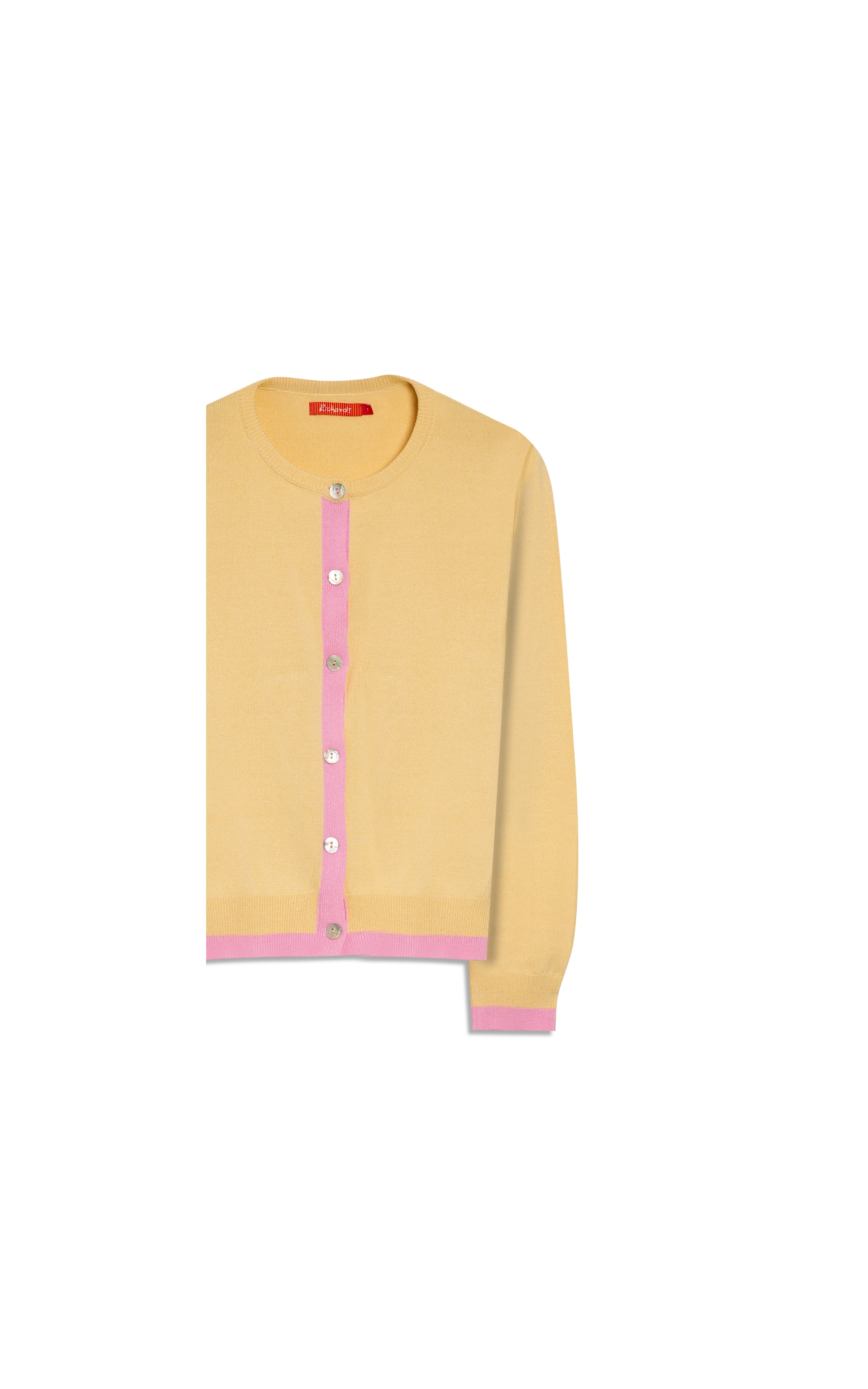 Tricot Cardigan Inès Bicolor Amarelo Claro