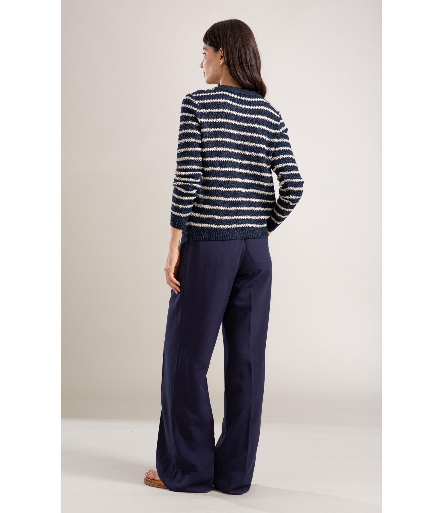 Tricot Cardigan Mira Listrado Marinho
