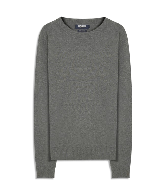 Tricot Cashmere Gola Careca Chumbo Mescla