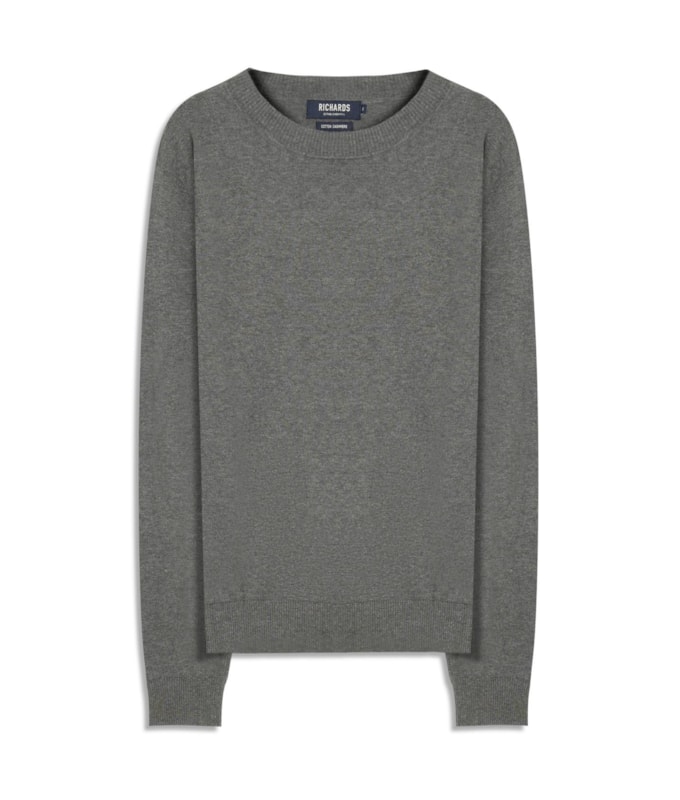 Tricot Cashmere Gola Careca Chumbo Mescla