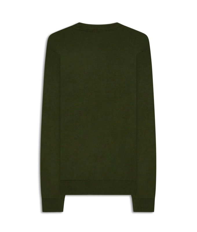 Tricot Cashmere Gola Careca Verde Militar