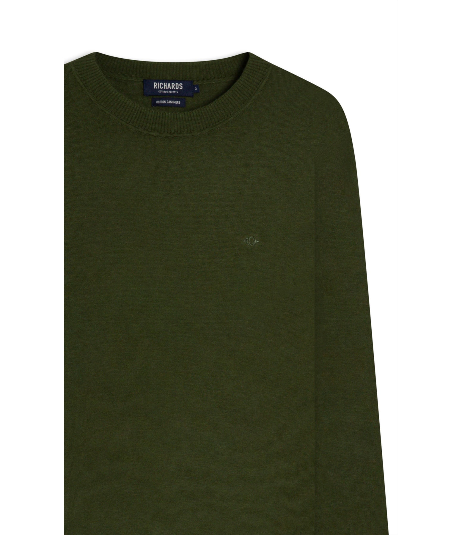 Tricot Cashmere Gola Careca Verde Militar