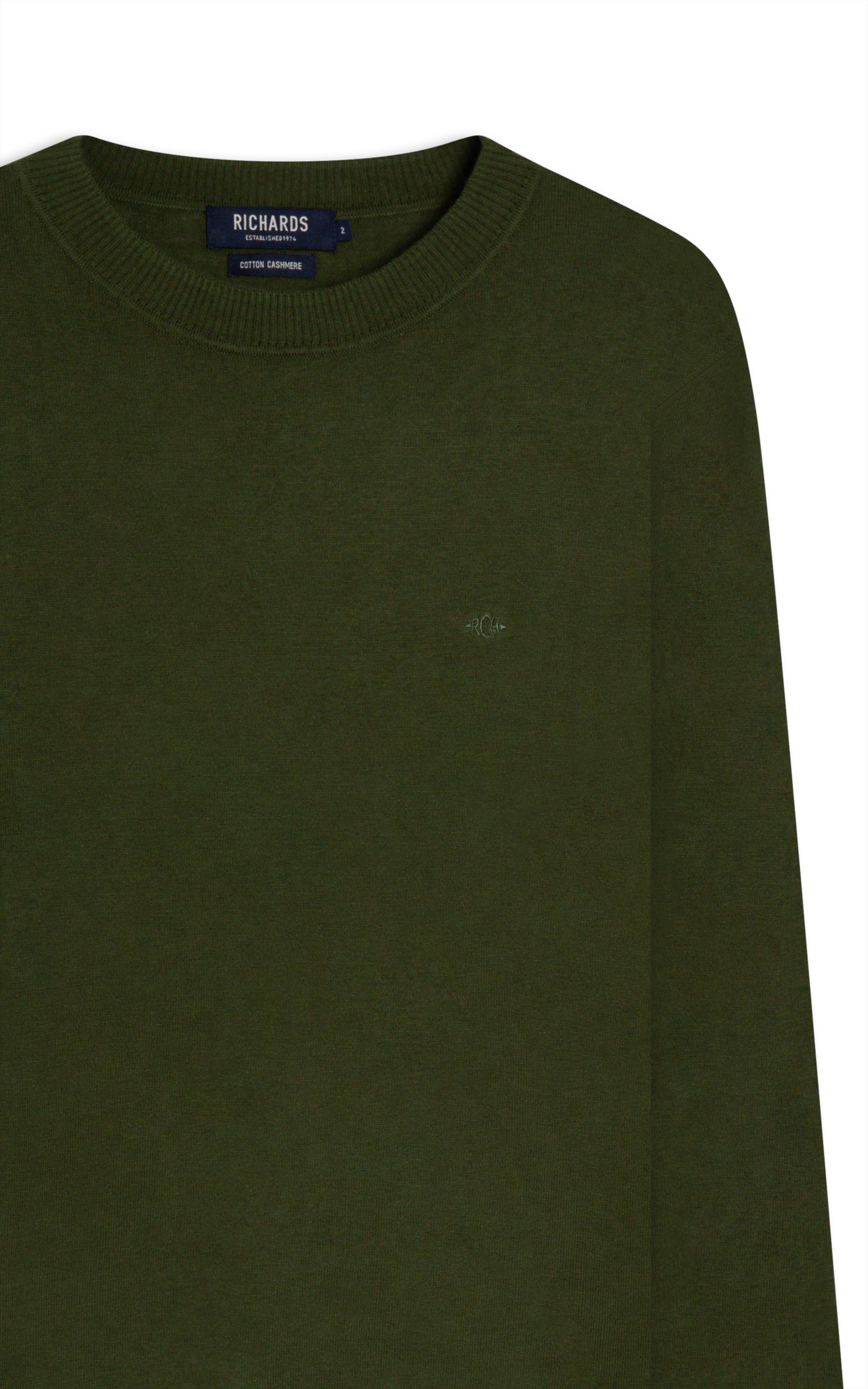 Tricot Cashmere Gola Careca Verde Militar