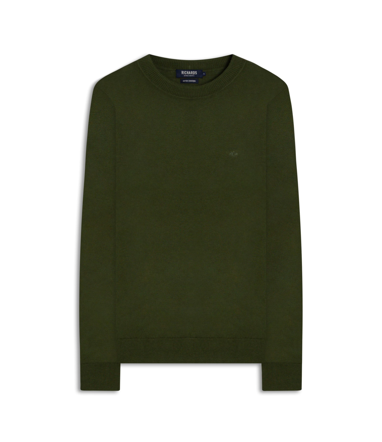 Tricot Cashmere Gola Careca Verde Militar
