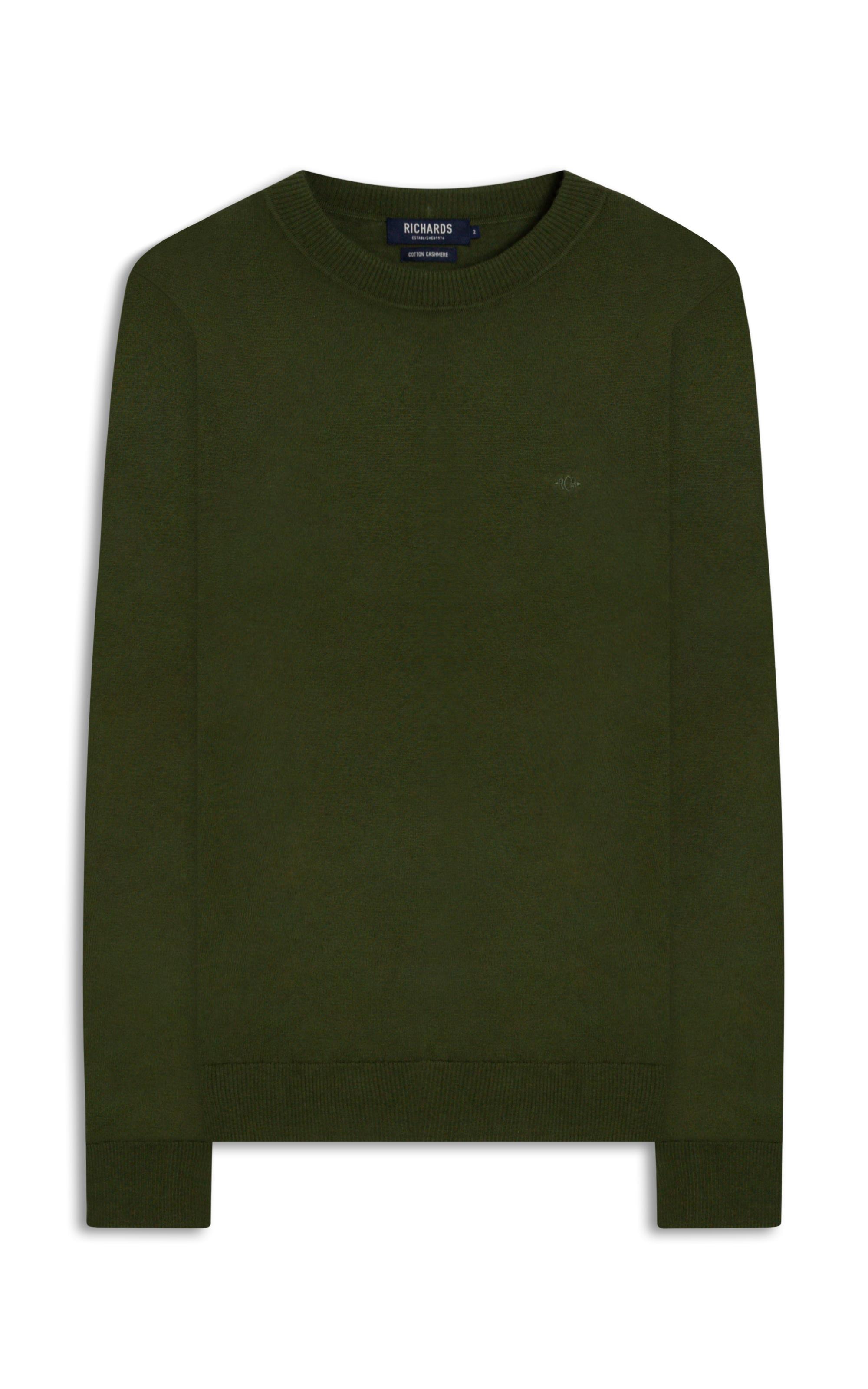 Tricot Cashmere Gola Careca Verde Militar