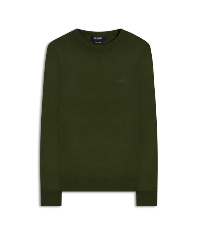 Tricot Cashmere Gola Careca Verde Militar