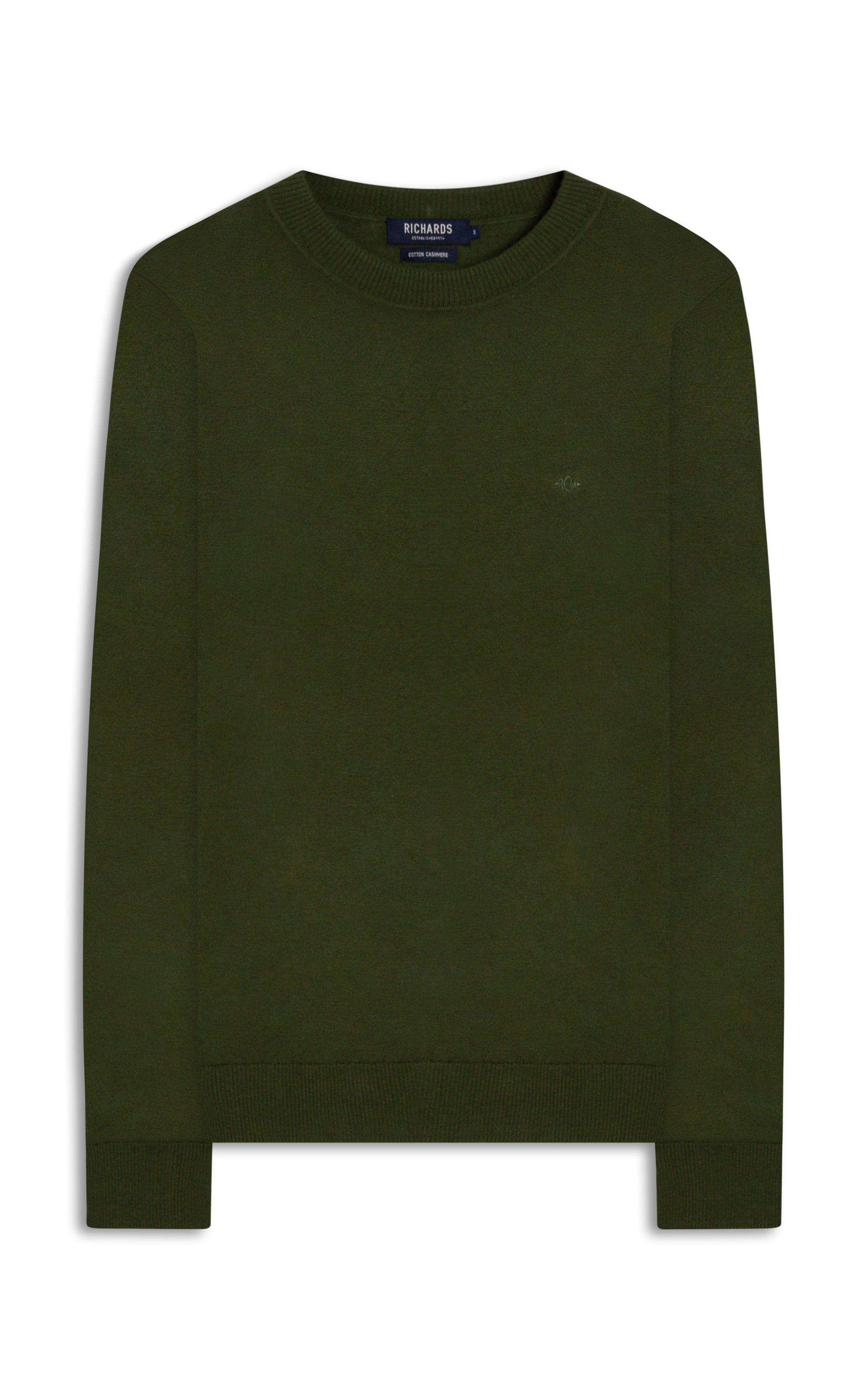 Tricot Cashmere Gola Careca Verde Militar