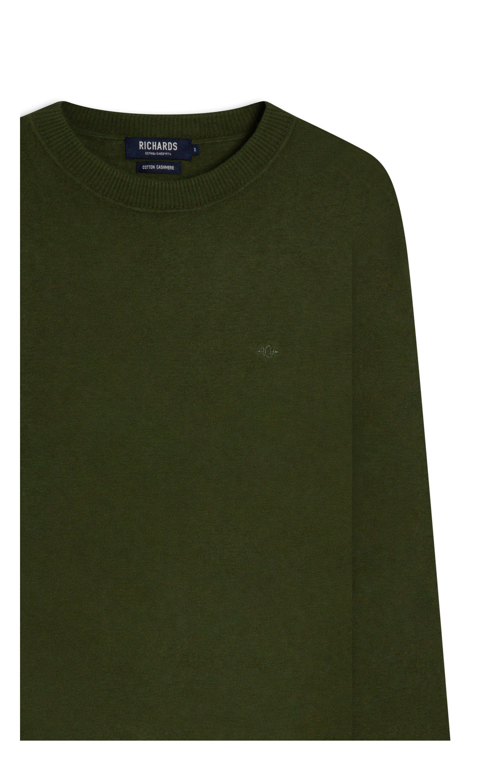 Tricot Cashmere Gola Careca Verde Militar