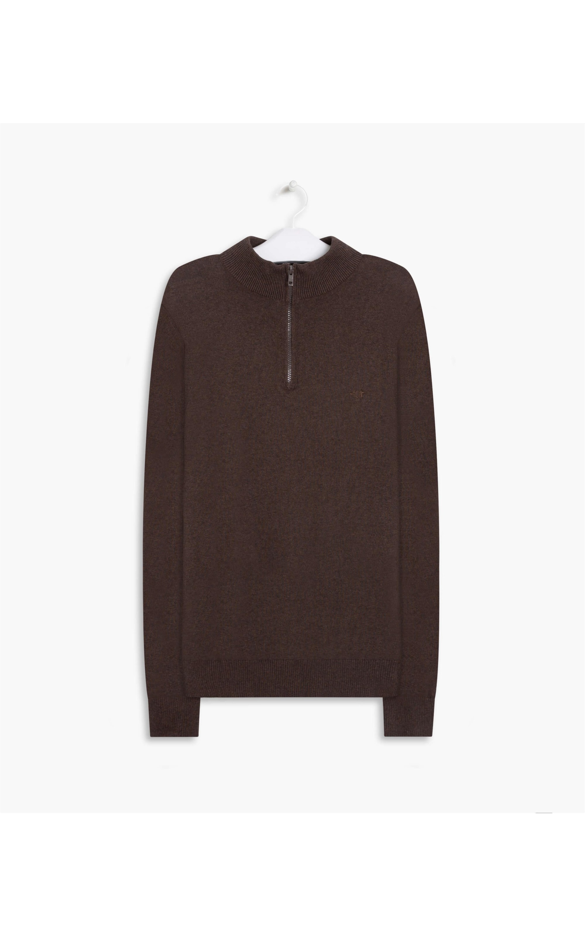Tricot Cashmere Gola Zíper Saara Con Tabaco