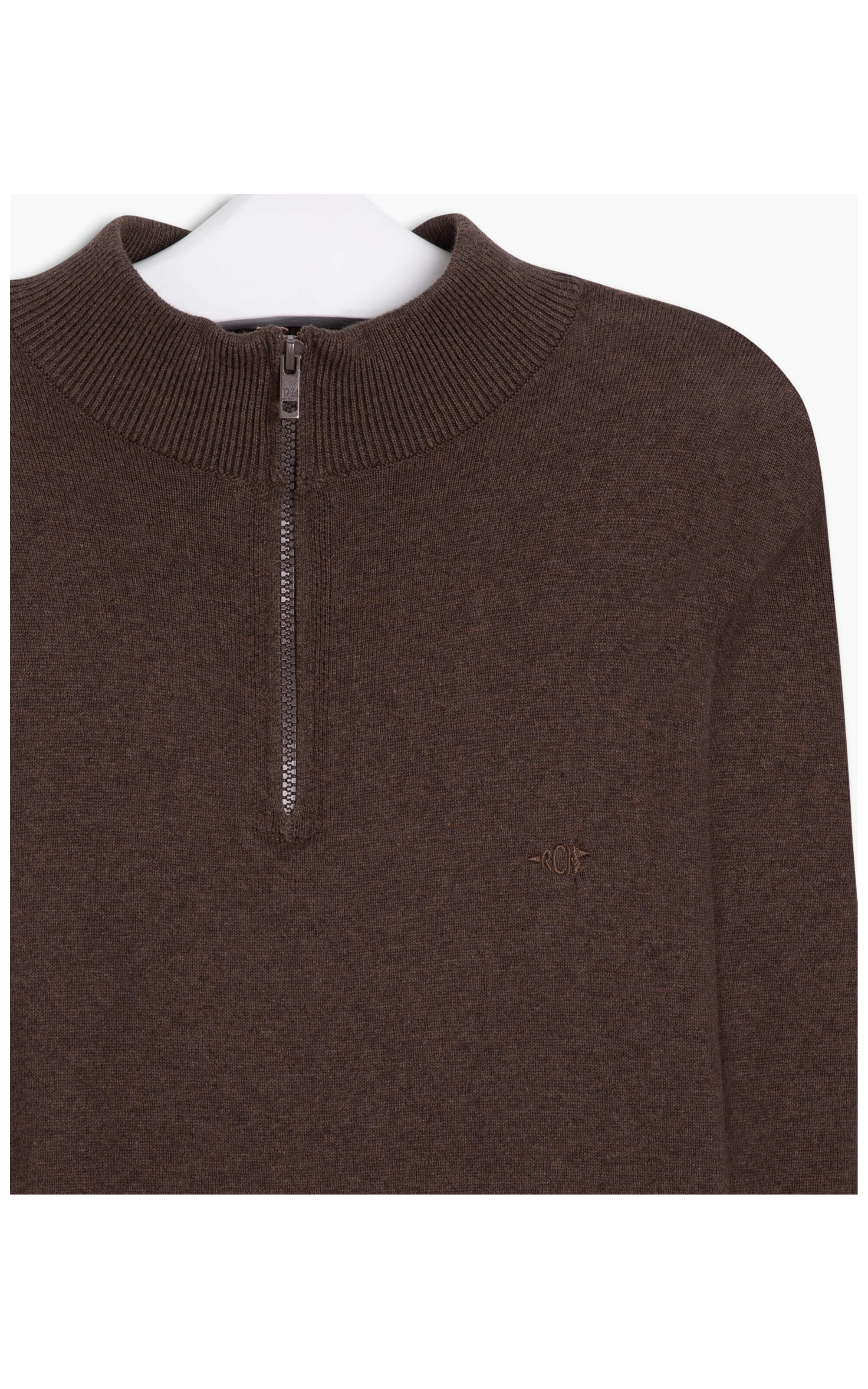 Tricot Cashmere Gola Zíper Saara Con Tabaco