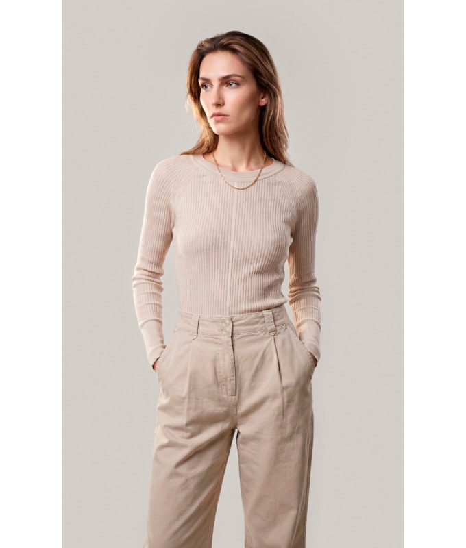 Tricot Cleo Textura Mescla Natural