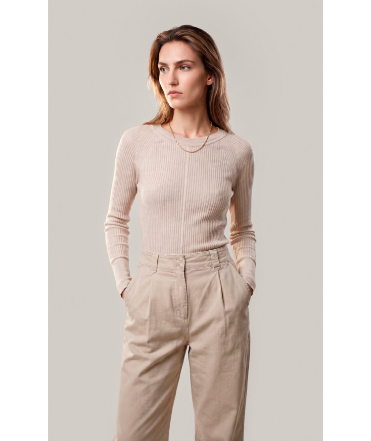 Tricot Cleo Textura Mescla Natural