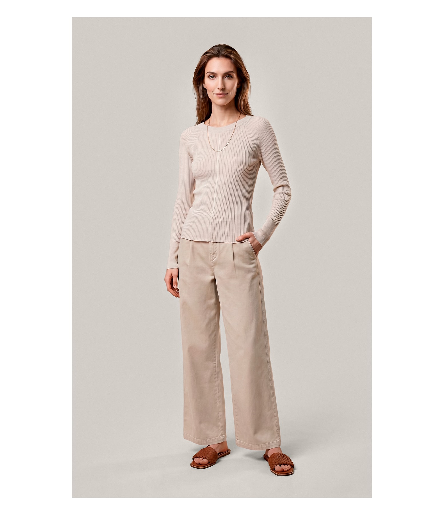 Tricot Cleo Textura Mescla Natural