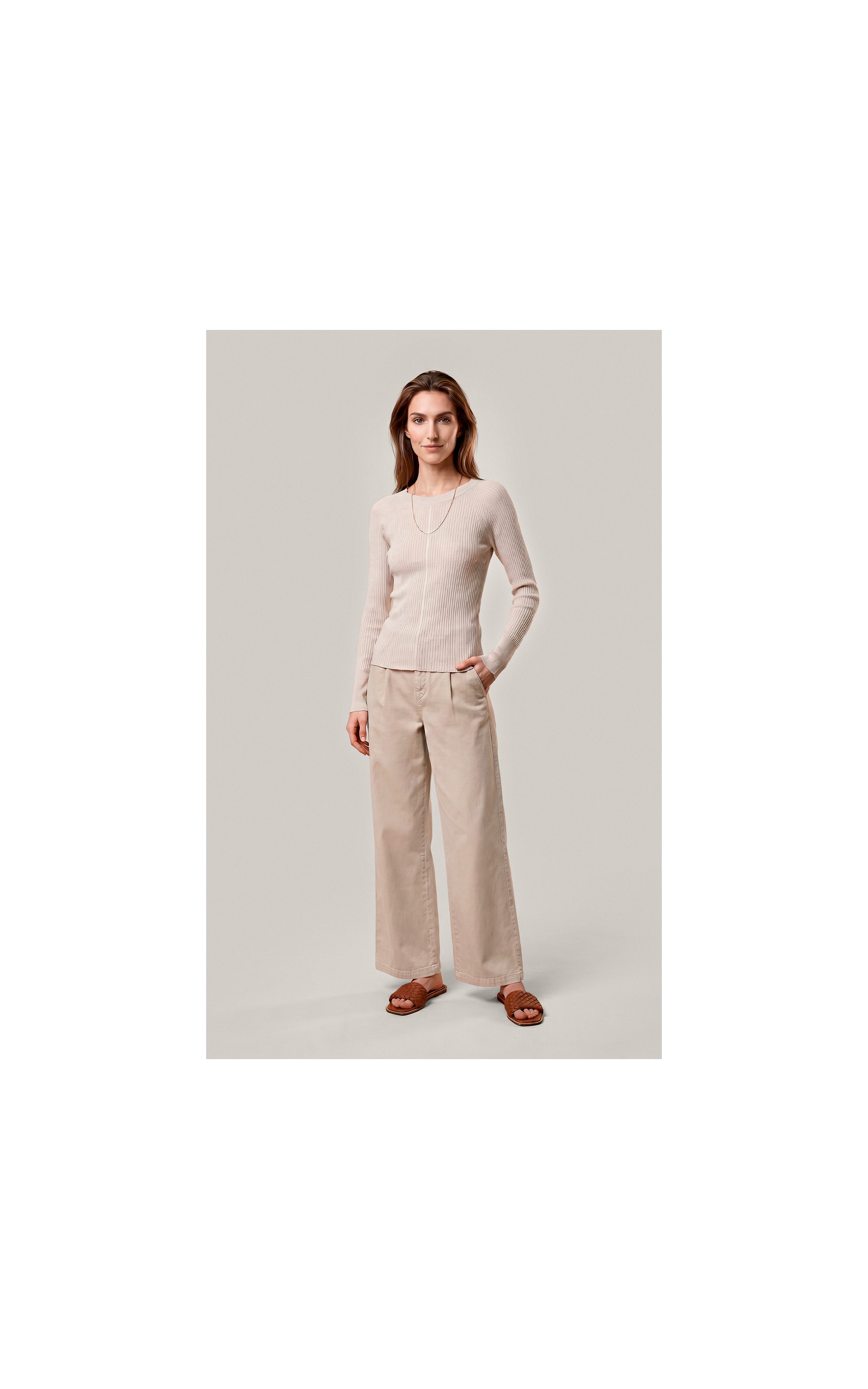 Tricot Cleo Textura Mescla Natural