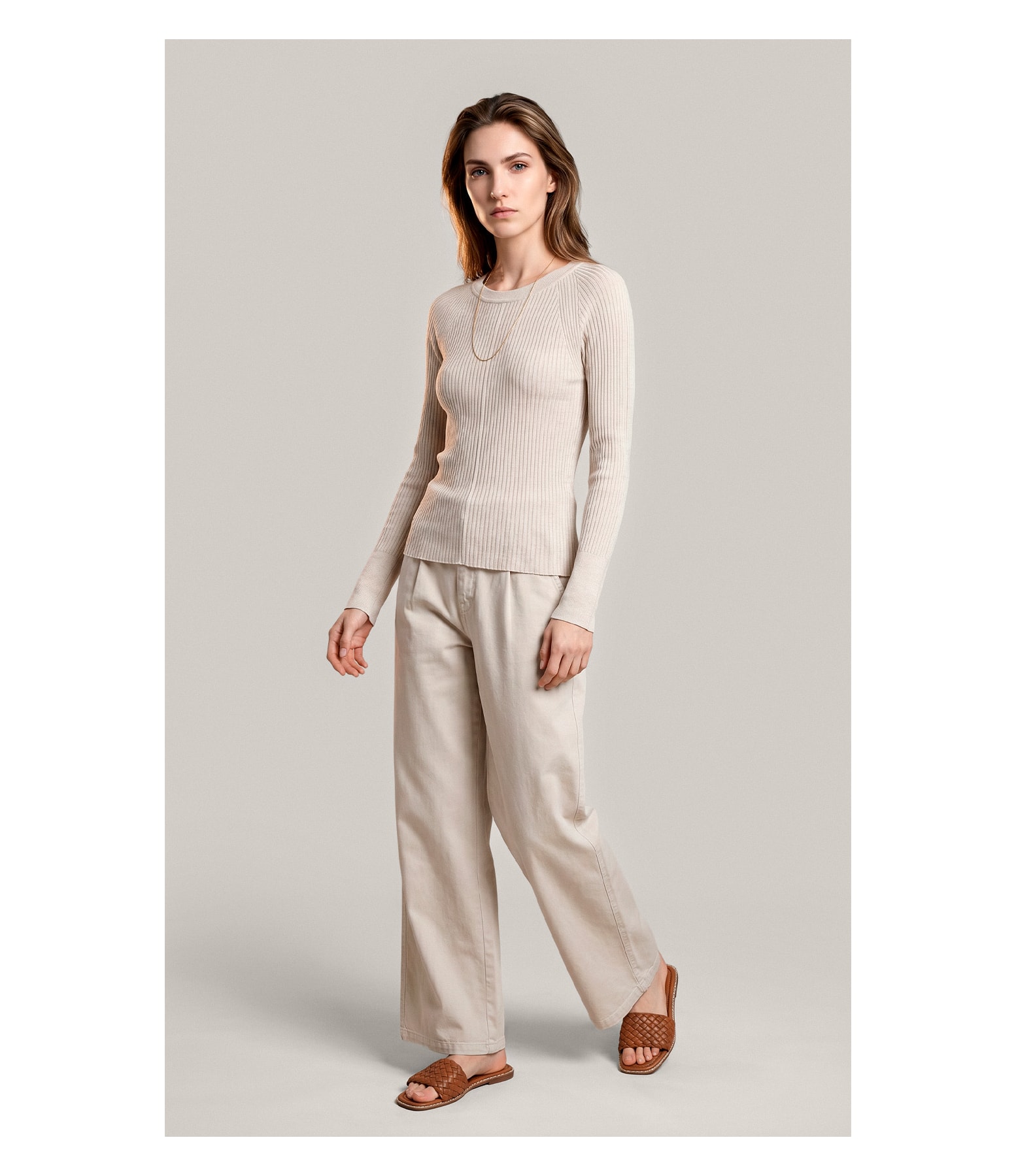 Tricot Cleo Textura Mescla Natural