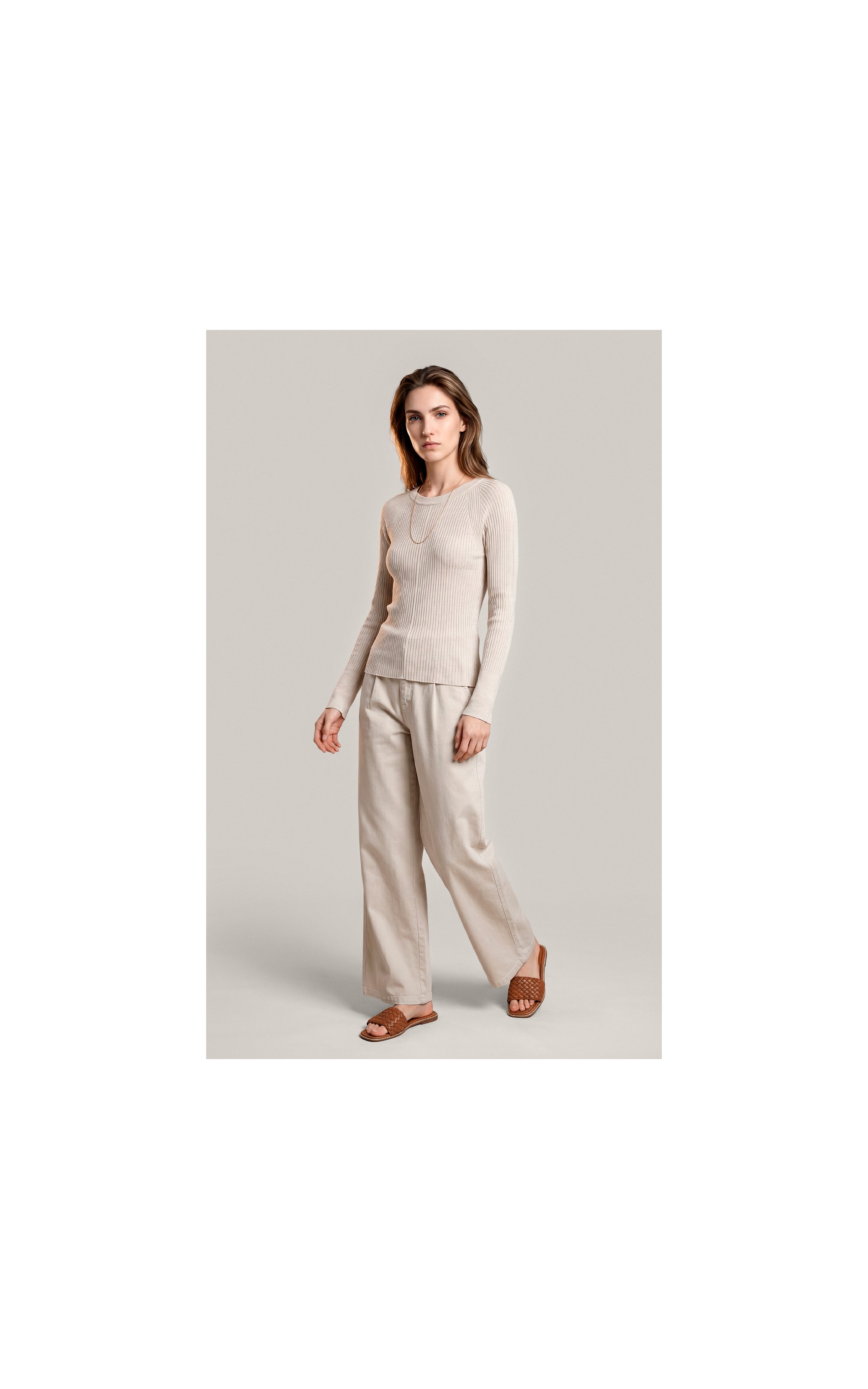 Tricot Cleo Textura Mescla Natural
