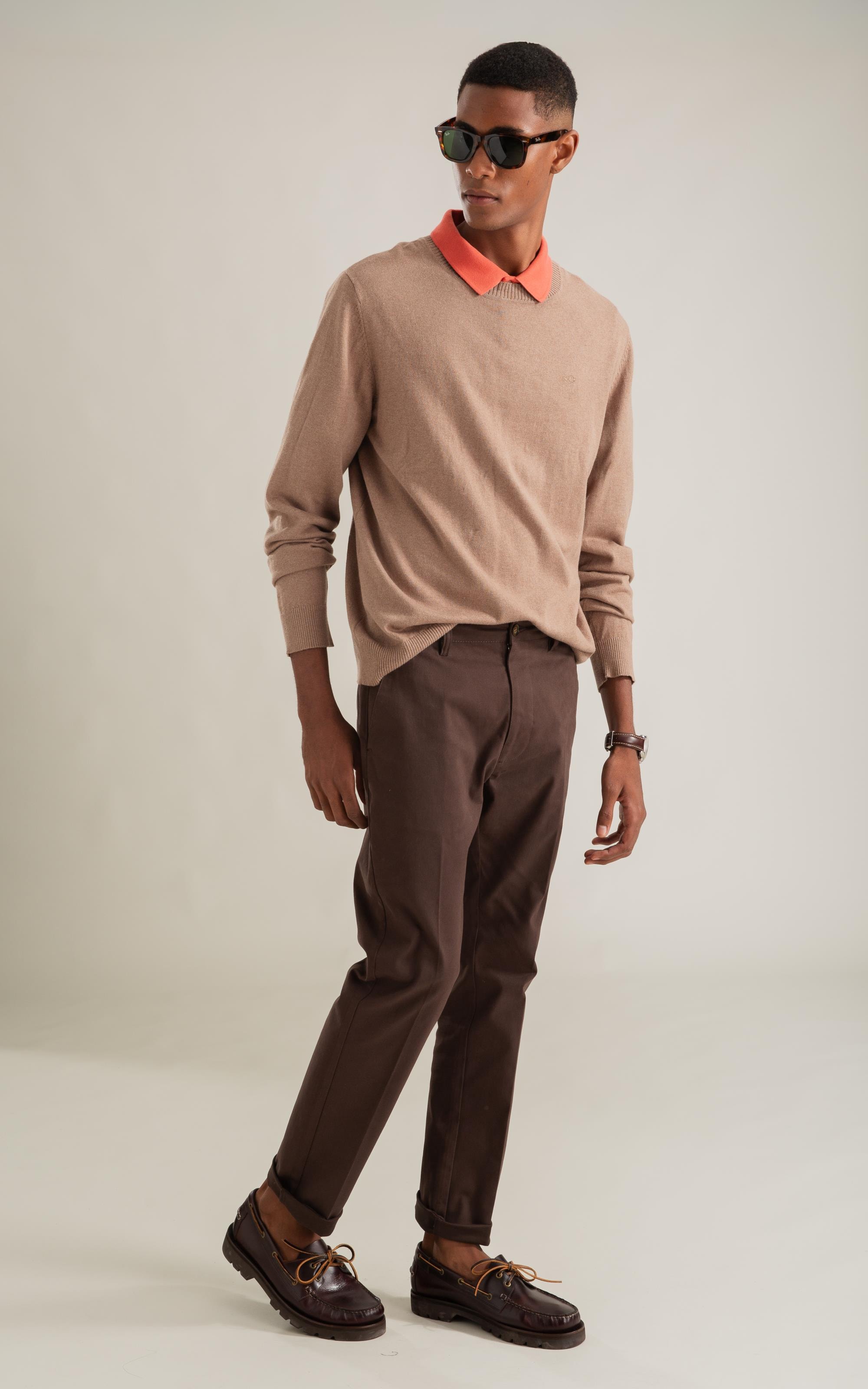 Tricot Kevin Zíper Cotton Cashmere Marrom Mescla