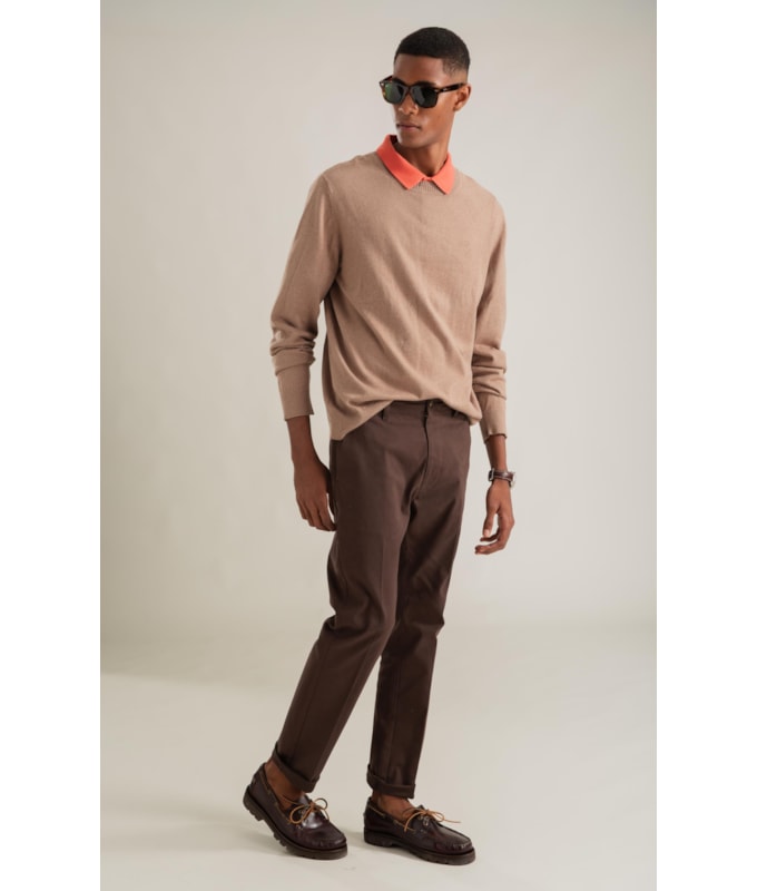 Tricot Cotton Cashmere Gola Careca Sandy Mescla