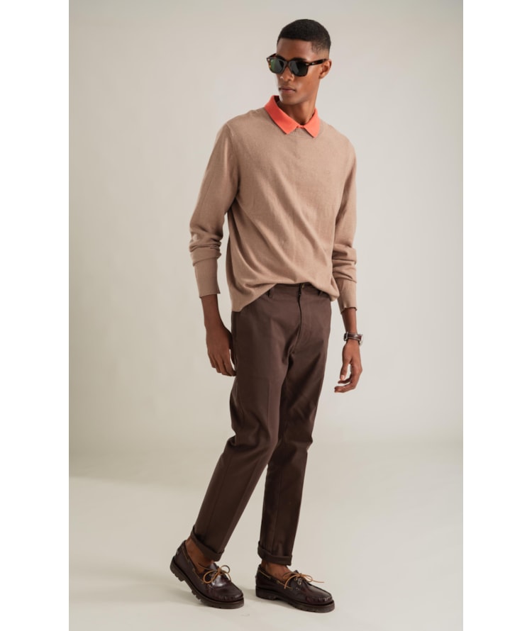 Tricot Cotton Cashmere Gola Careca Sandy Mescla