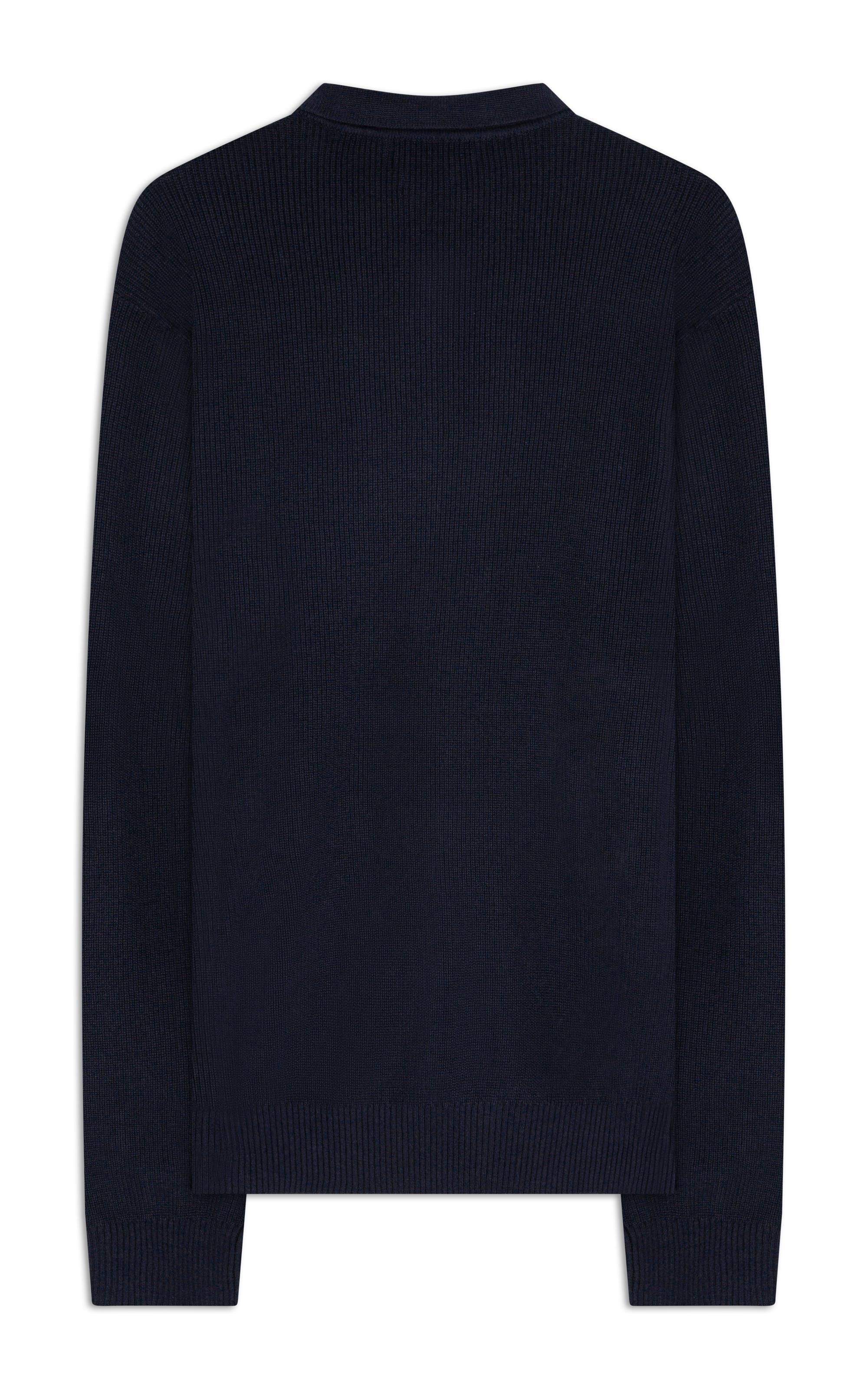 Tricot Edy Cotton Zipper Polo Marinho